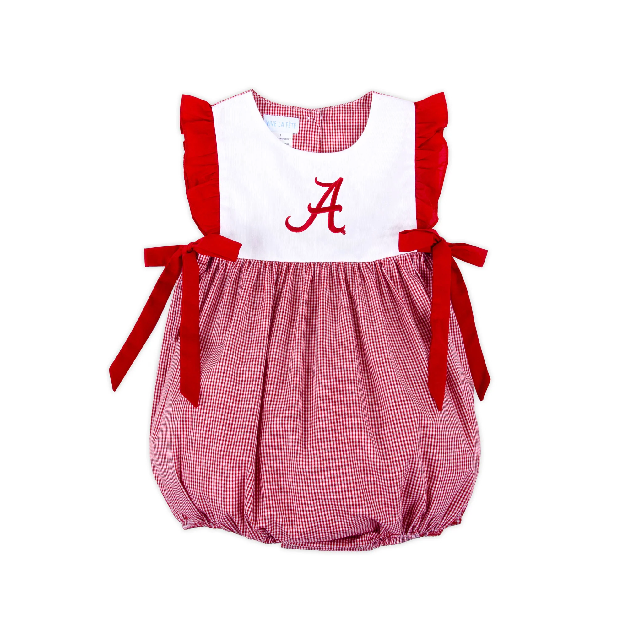 Alabama Embroidered Red Gingham Bubble - Image 2