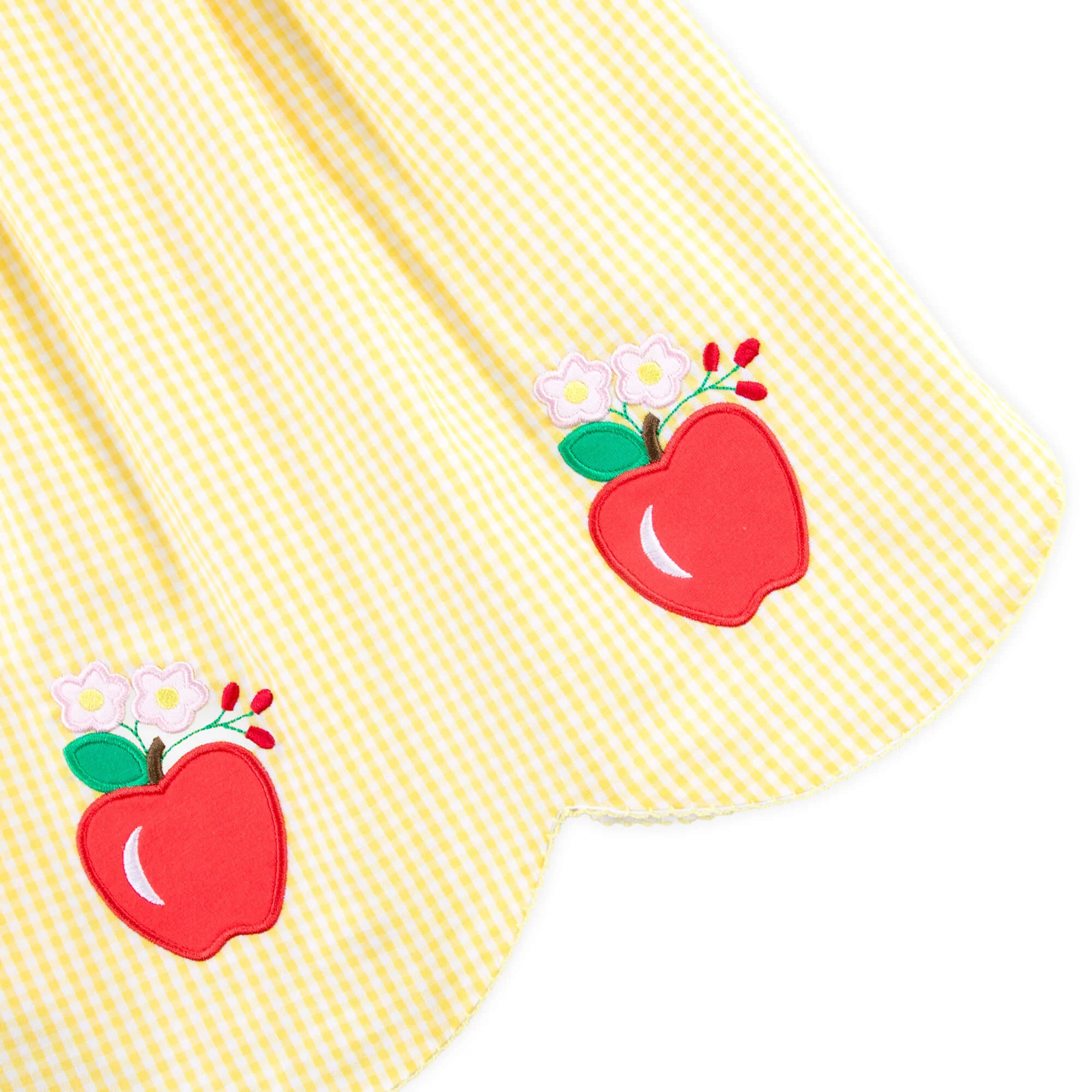 Apple Blossom Yellow Gingham Hannah Dress - Image 3
