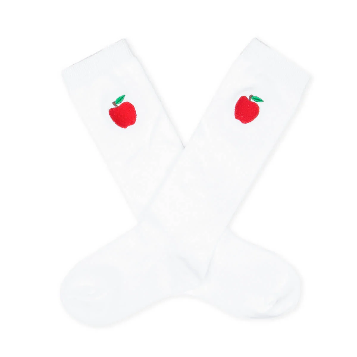 Apple Embroidered Knee High Socks