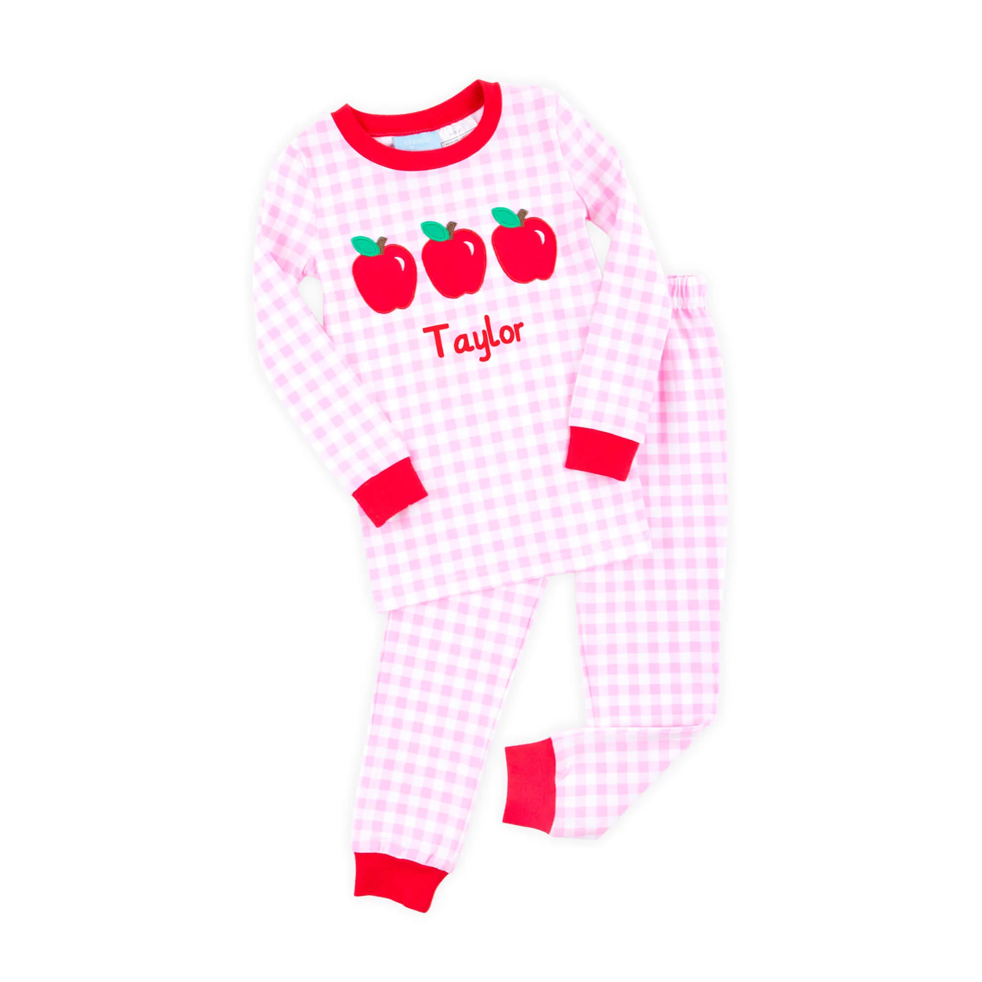 Apple Trio Pink Gingham Pajamas - Image 2