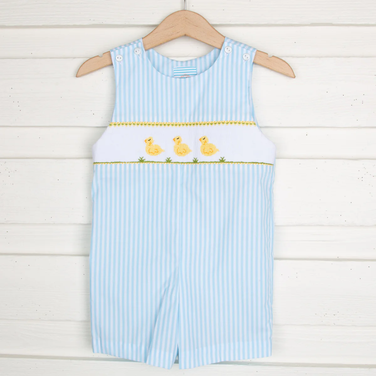 Baby Chick Smocked Jon Jon Turquoise Stripe