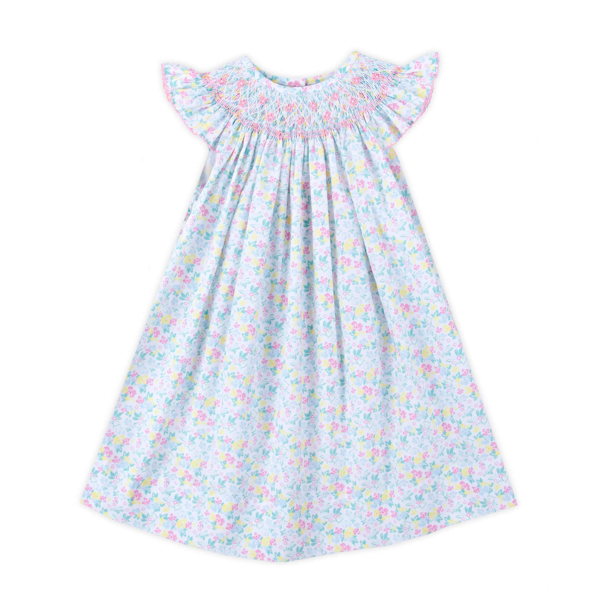 Beautiful Garden Pink Smocked Angel Sleeve Dress