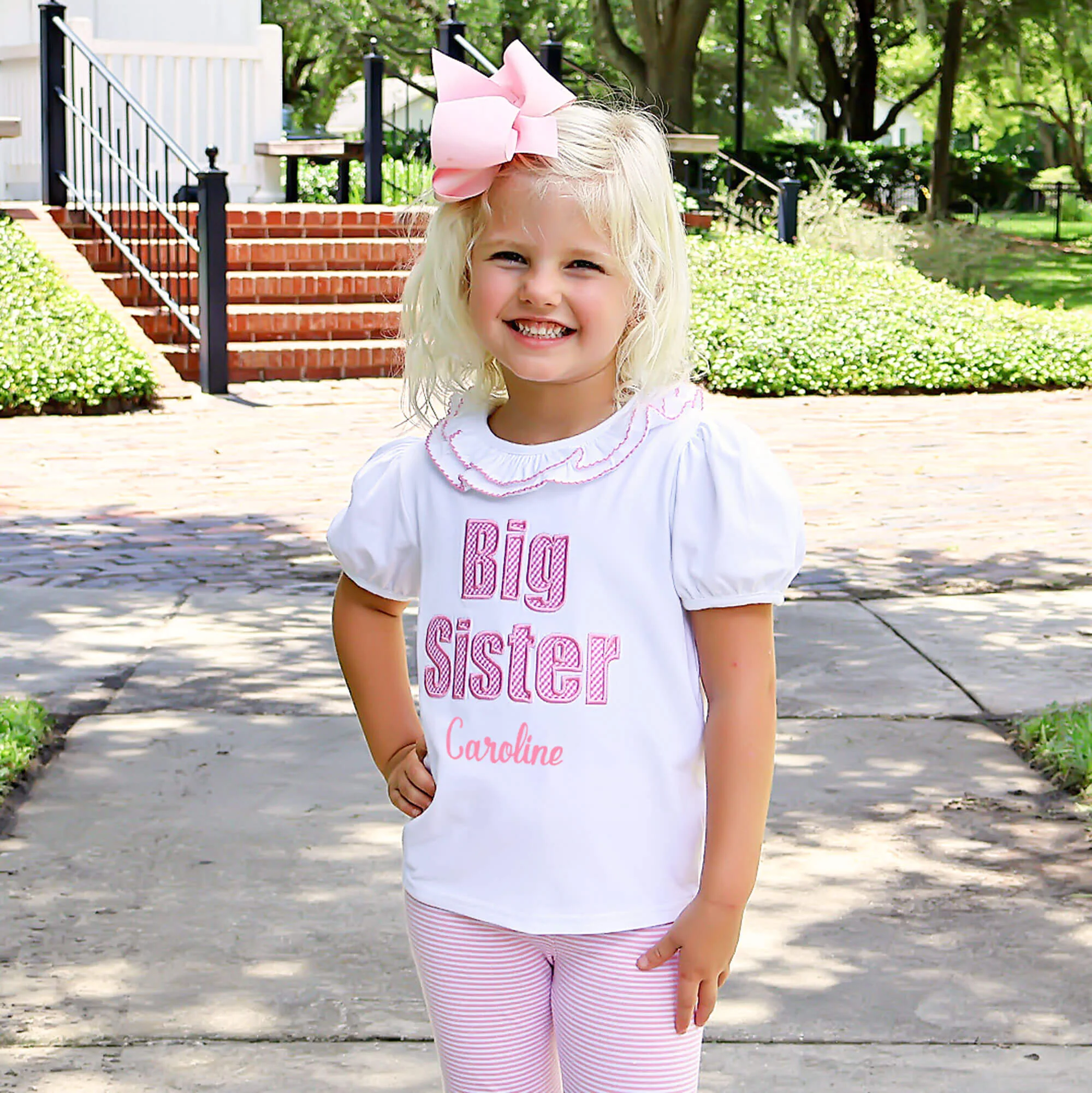Big Sister Pink Gingham Ruffle Top - Image 2