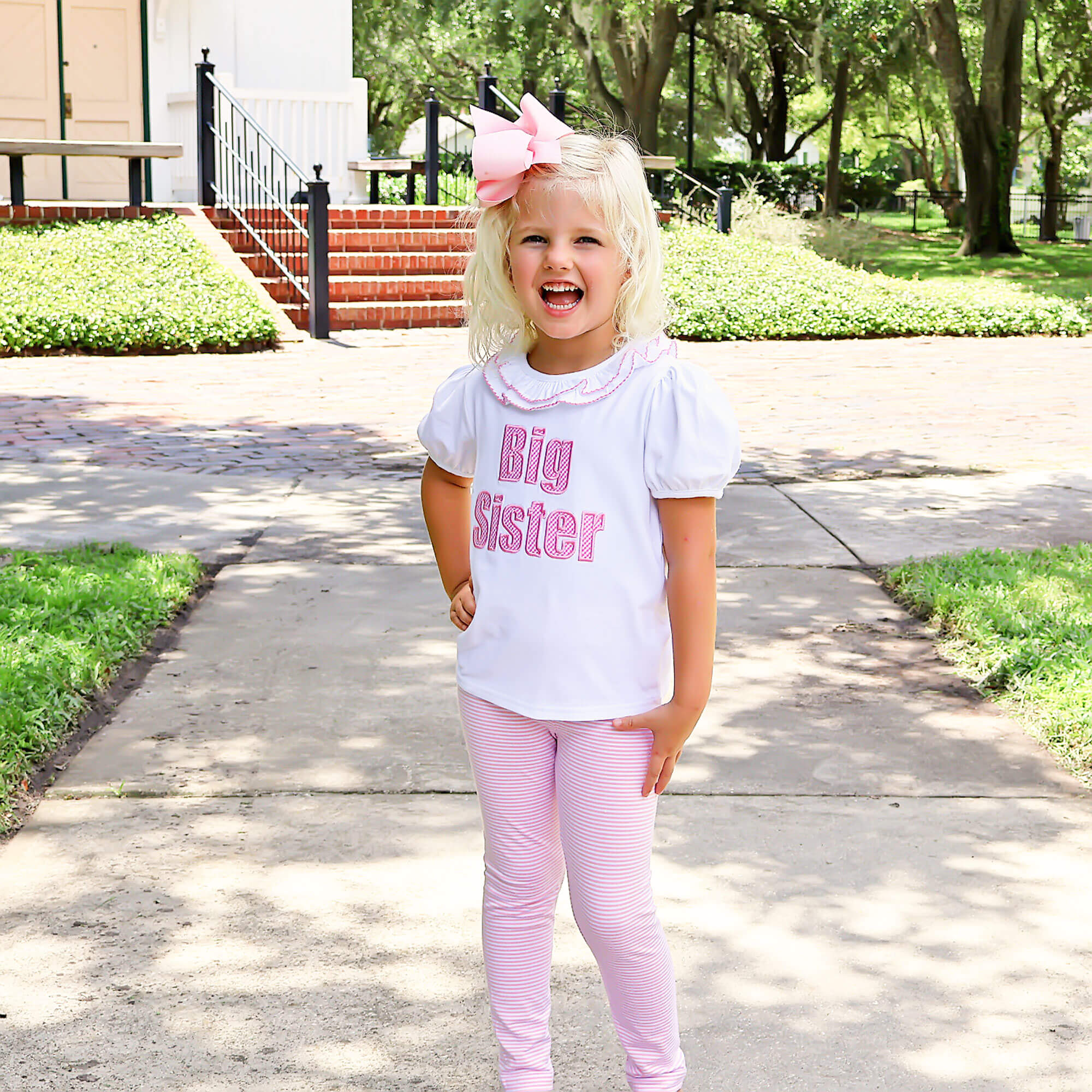 Big Sister Pink Gingham Ruffle Top - Image 5