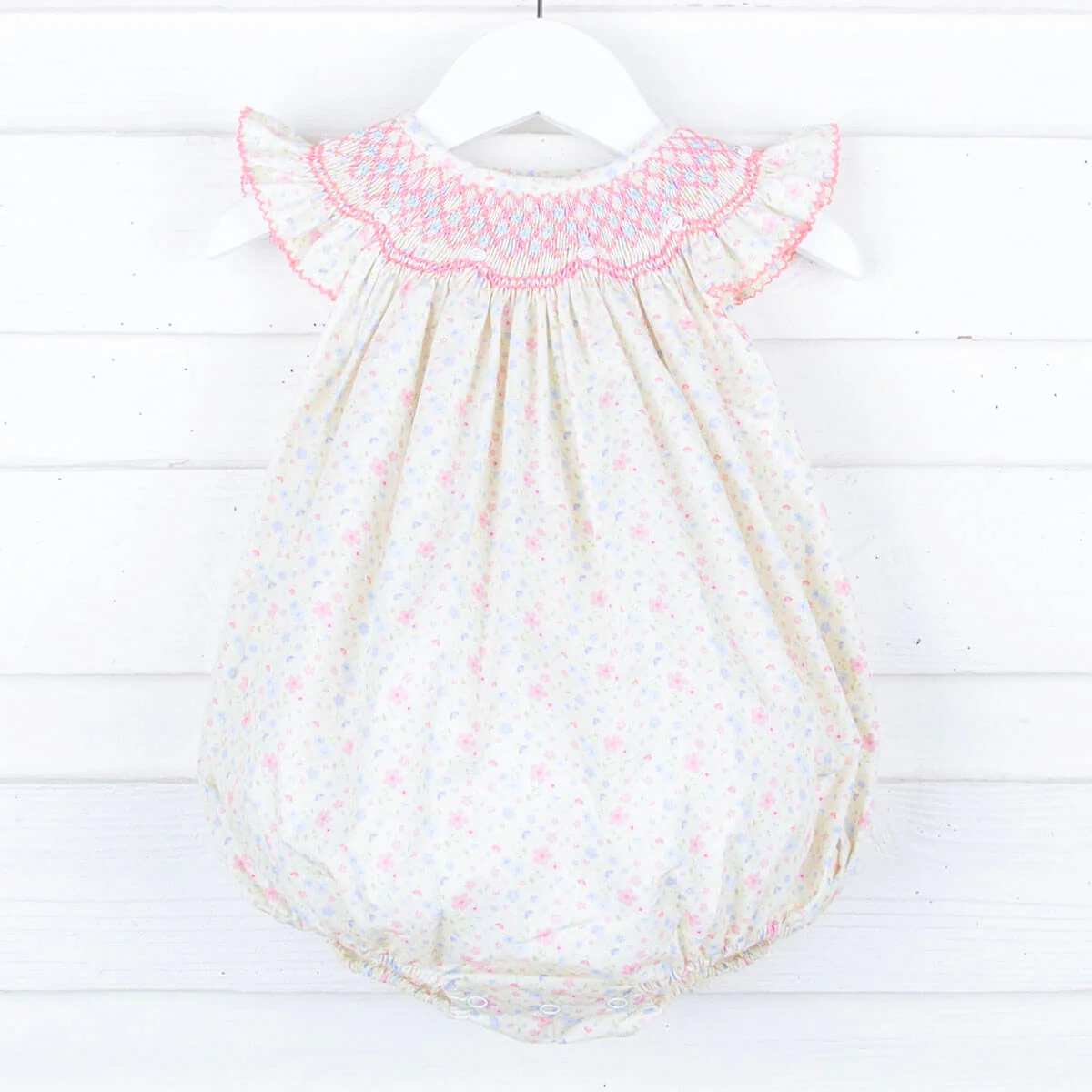Pink and Yellow Blooming Smocked Bubble