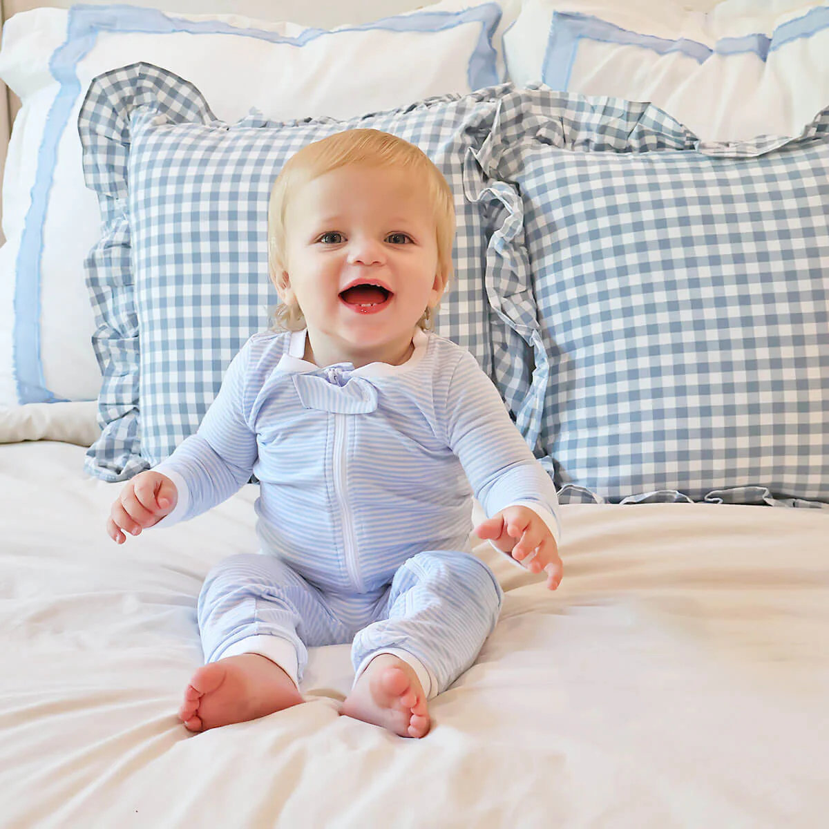 Light Blue Stripe Zip Sleeper