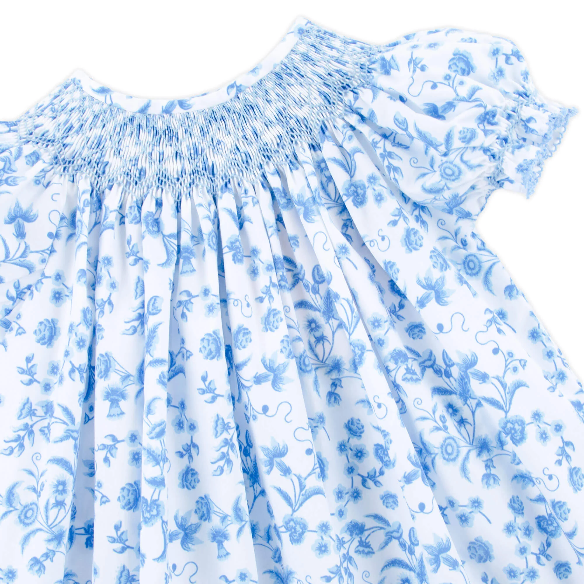 Blue Floral Haven Smocked Bishop Dress - Image 2