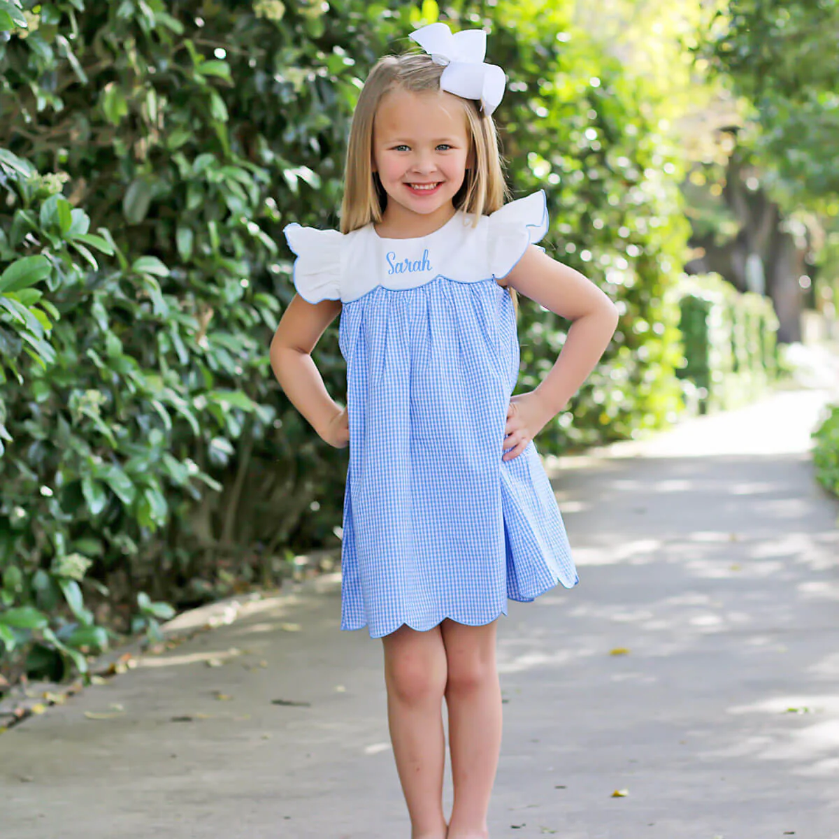 Blue Gingham Scalloped Amelia Dress