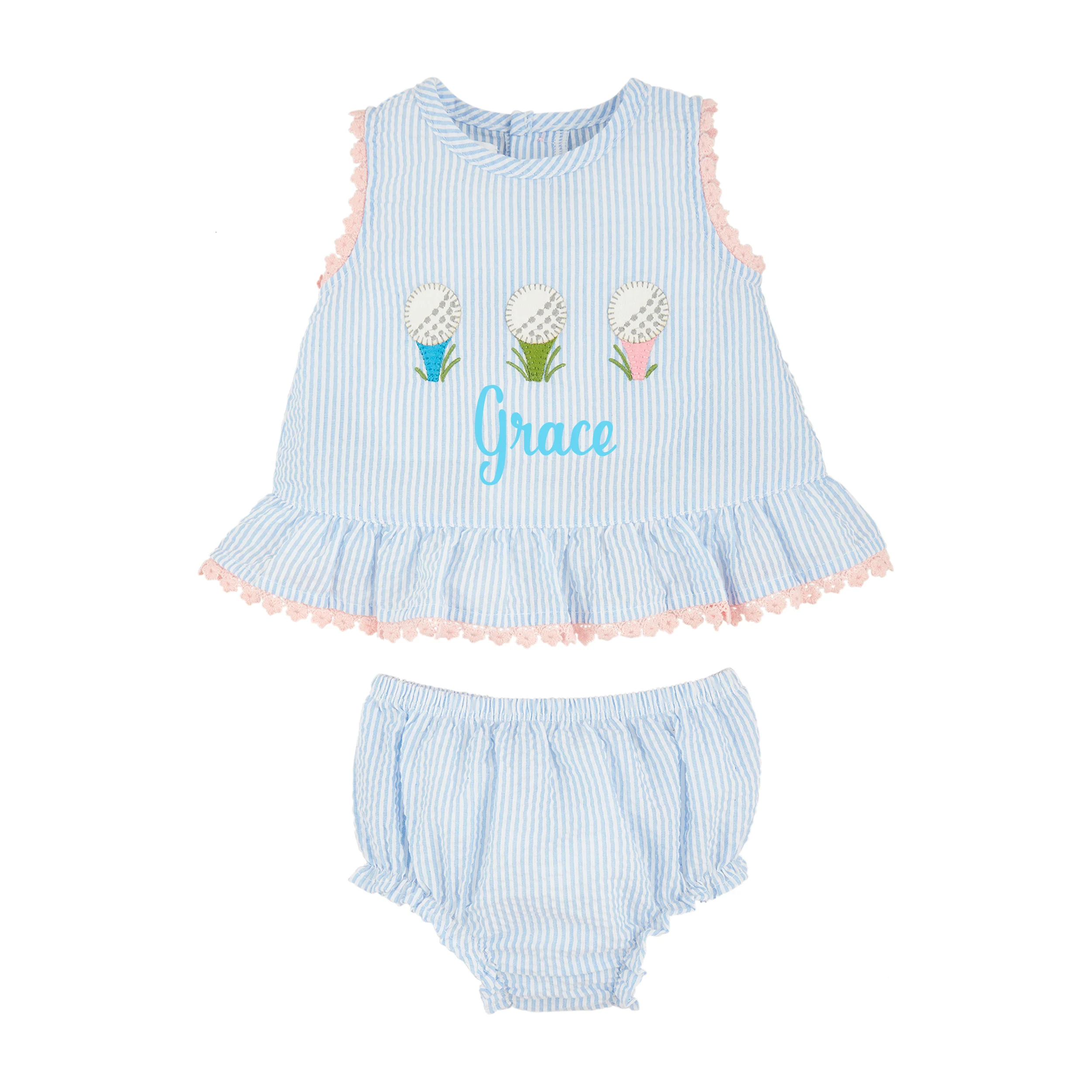 Blue Golf Pinafore Set
