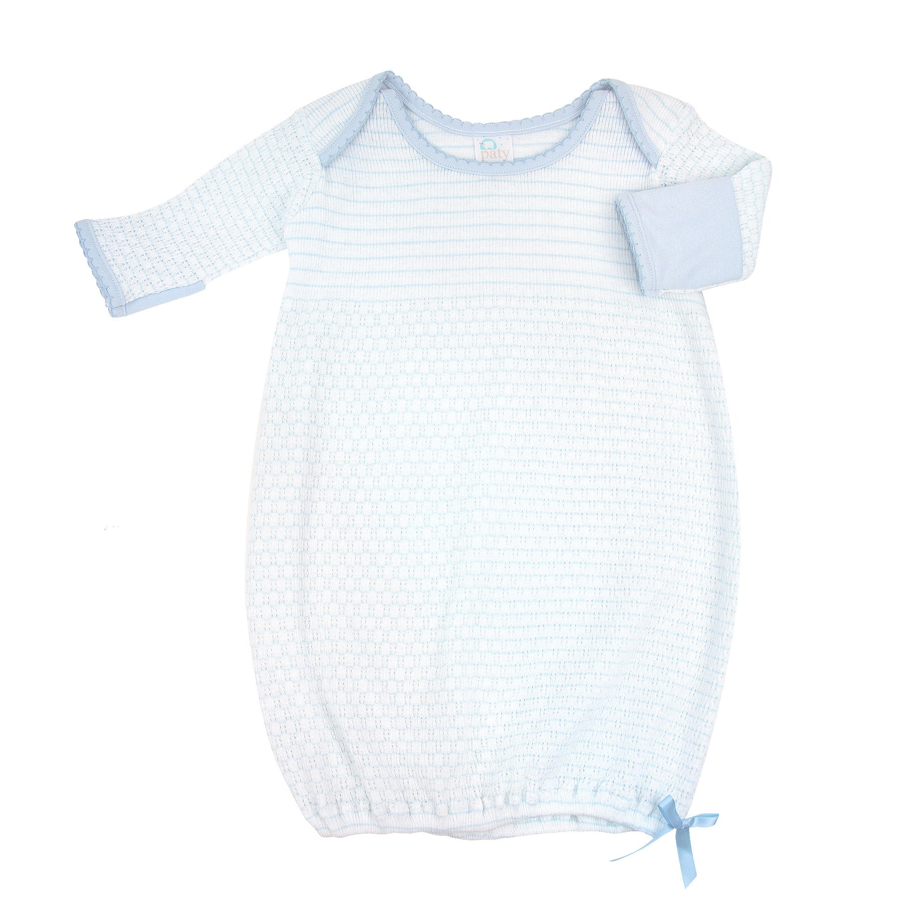Blue Pinstripe Knit Baby Gown
