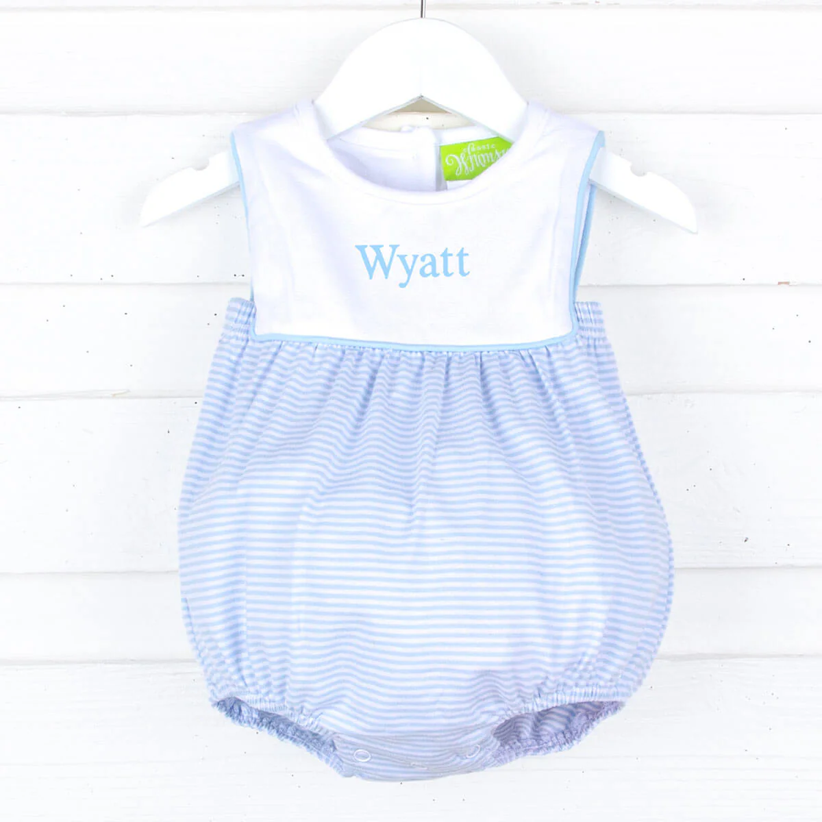 Light Blue Stripe Boy Bib Bubble - Image 2