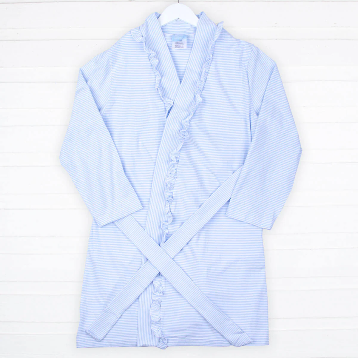 Blue Stripe Ruffle Women's Robe - Image 5