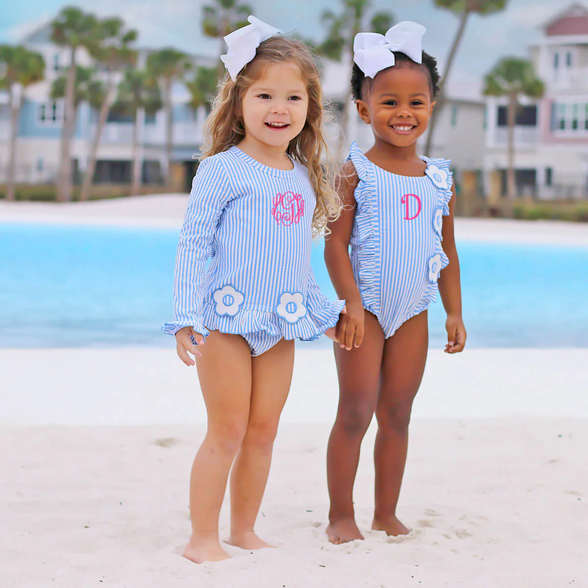 Daisy Blue Stripe Seersucker Rash Guard Set - Image 10