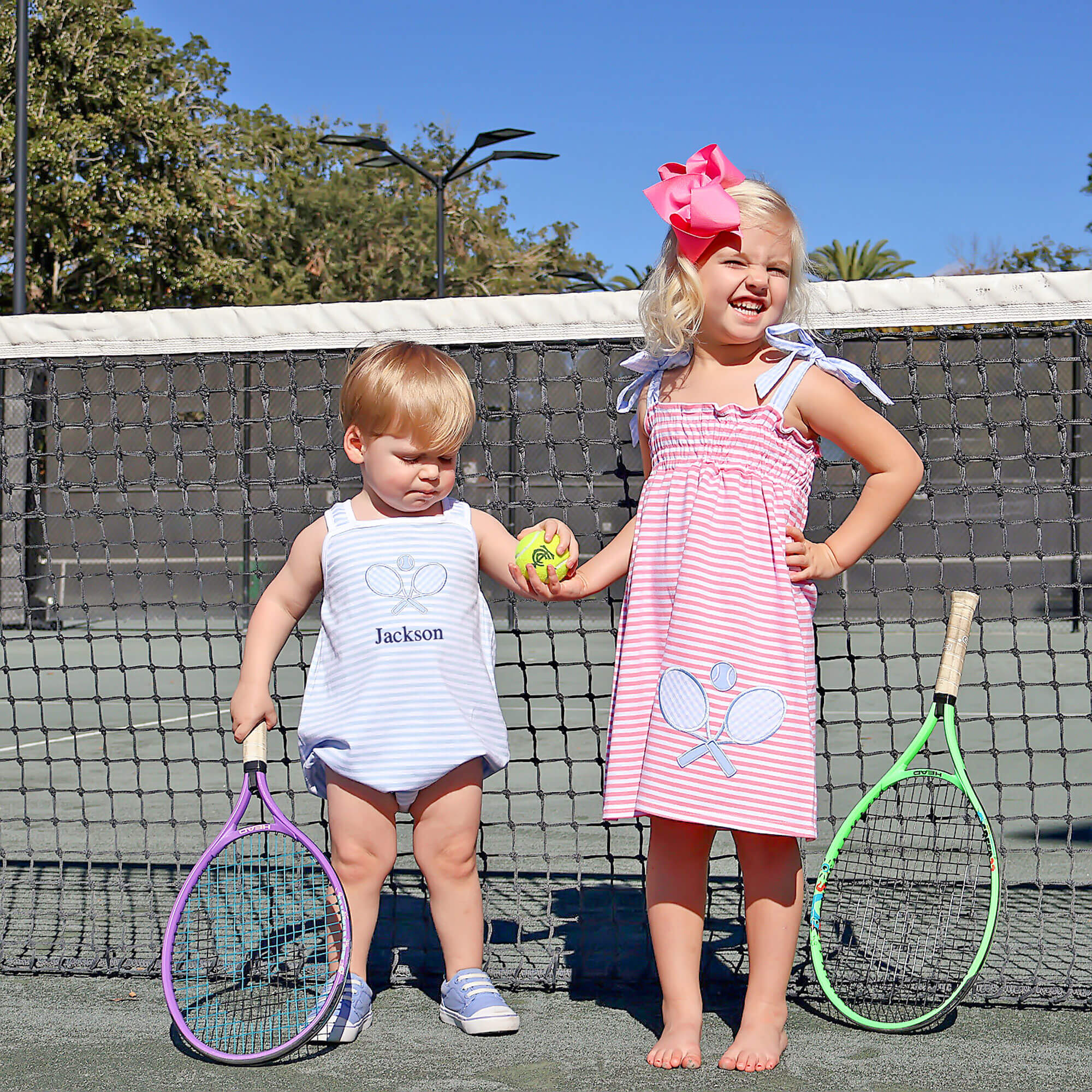 Tennis Racquet Pink Stripe Aurora Dress - Image 3
