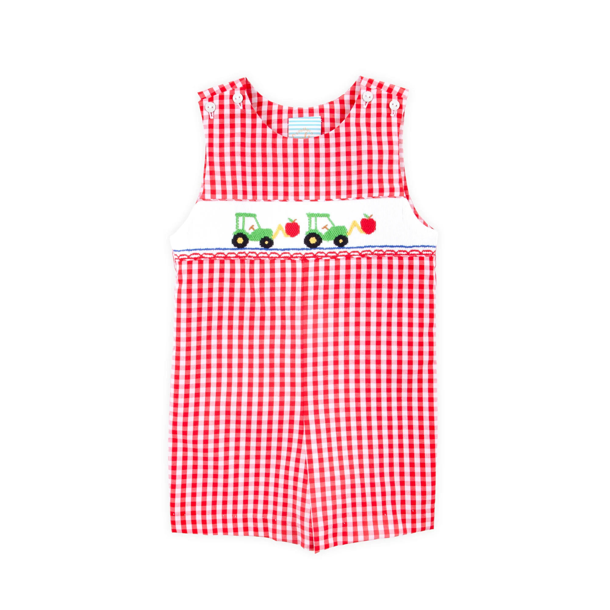 Bright School Year Smocked Red Gingham Jon Jon