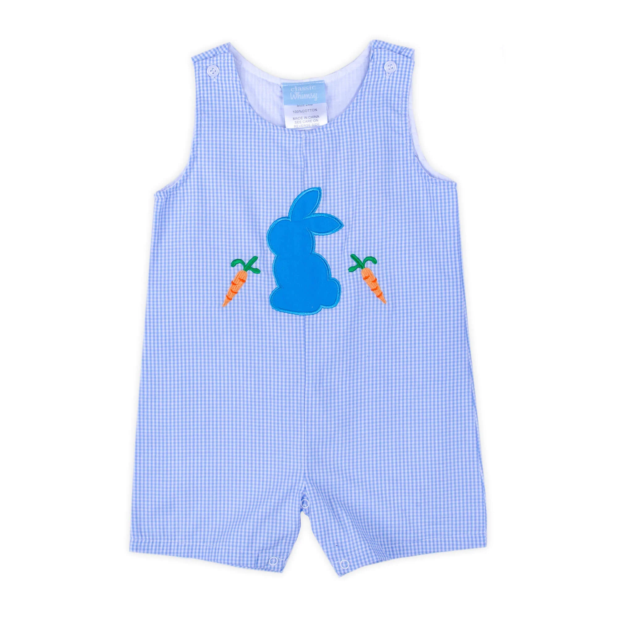 Bunnies & Carrots Blue Gingham Jon Jon - Image 3