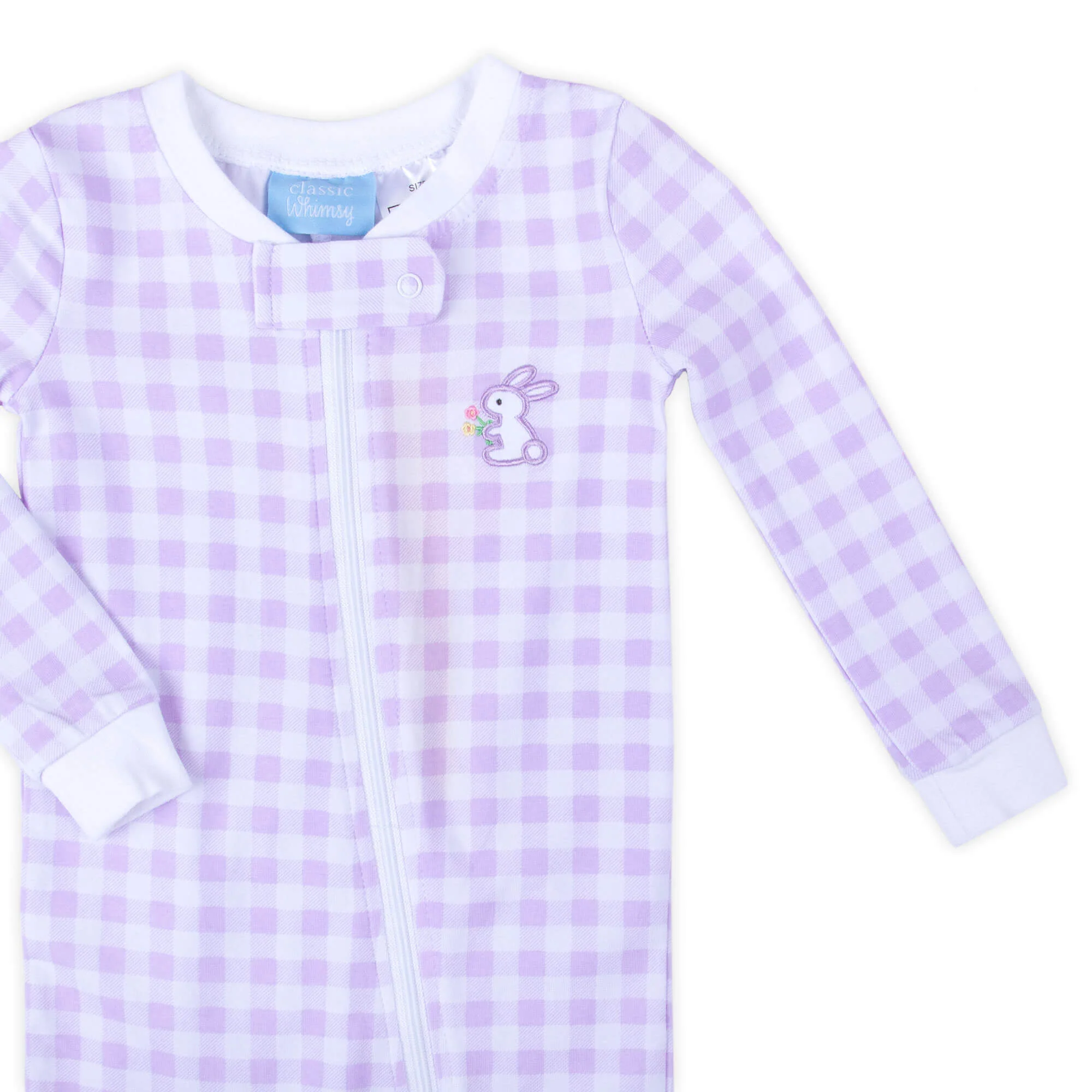 Bunny Garden Lavender Check Zip Sleeper - Image 2