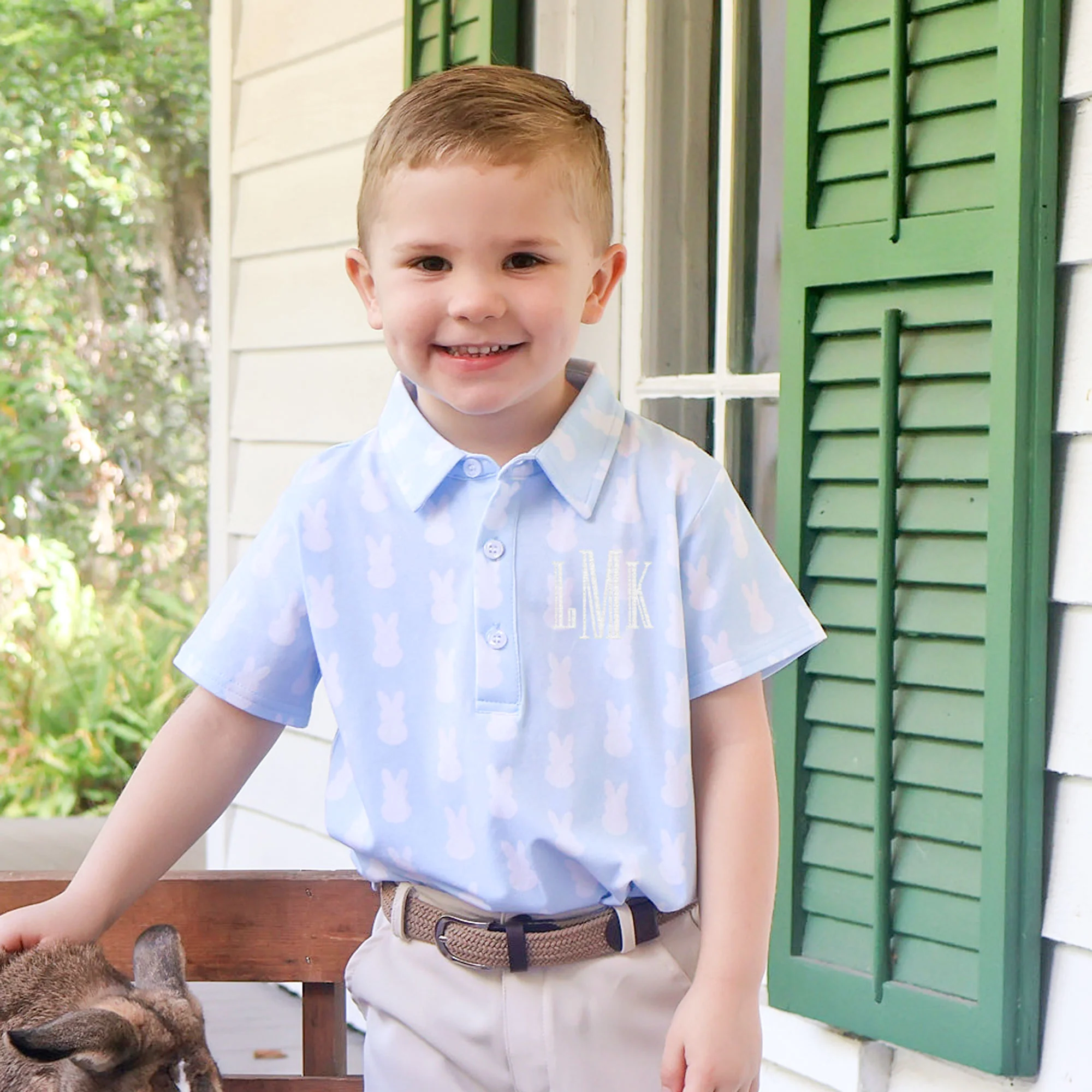 Bunny Peeps Light Blue Polo