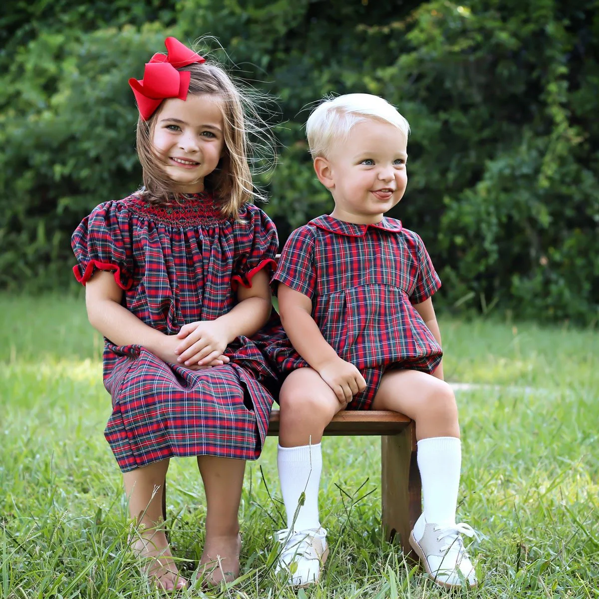 Christmas Eve Plaid Collared Boy Bubble - Image 6