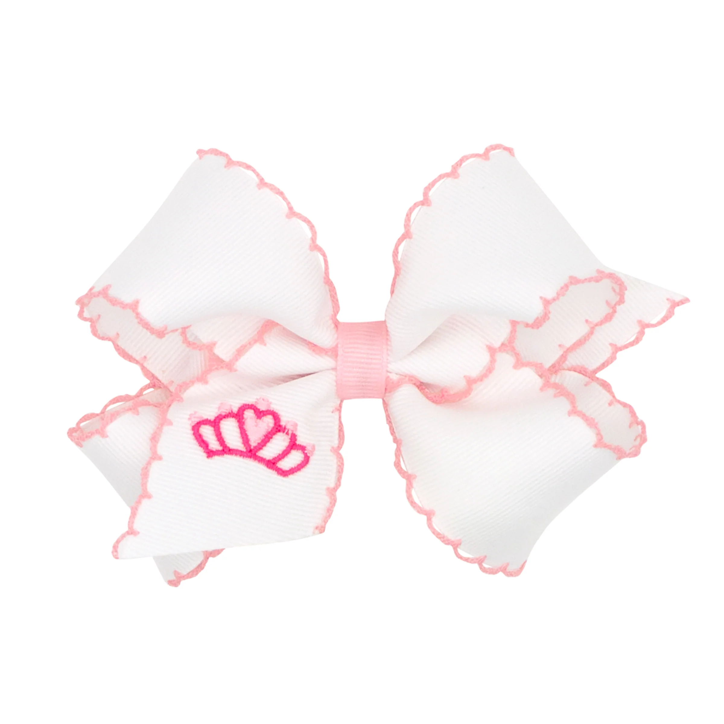 Crown Embroidered Moonstitch Bow