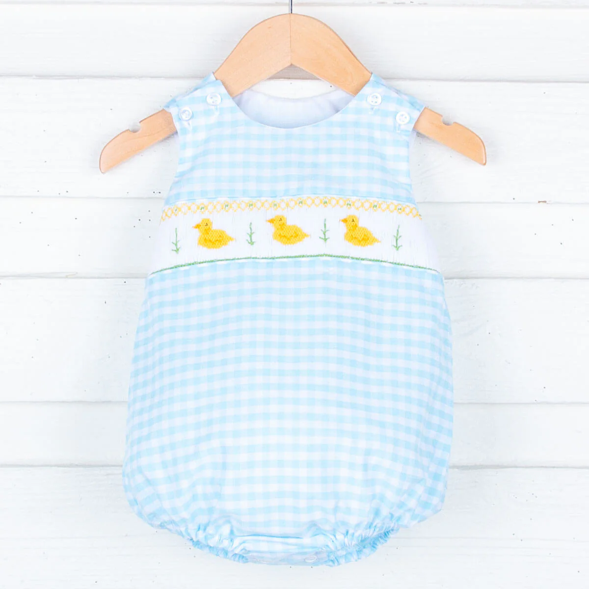 Spring Duckling Smocked Turquoise Sun Bubble