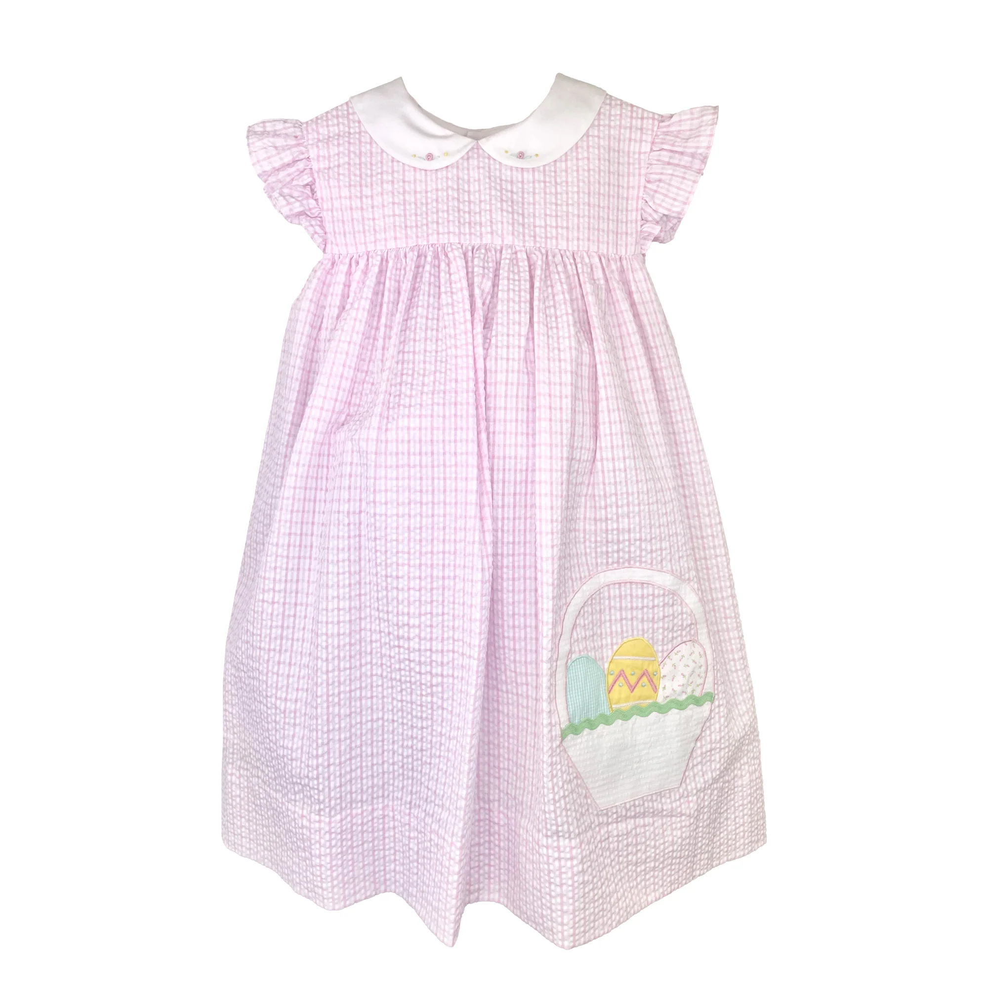 Easter Basket Pink Seersucker Dress - Image 2