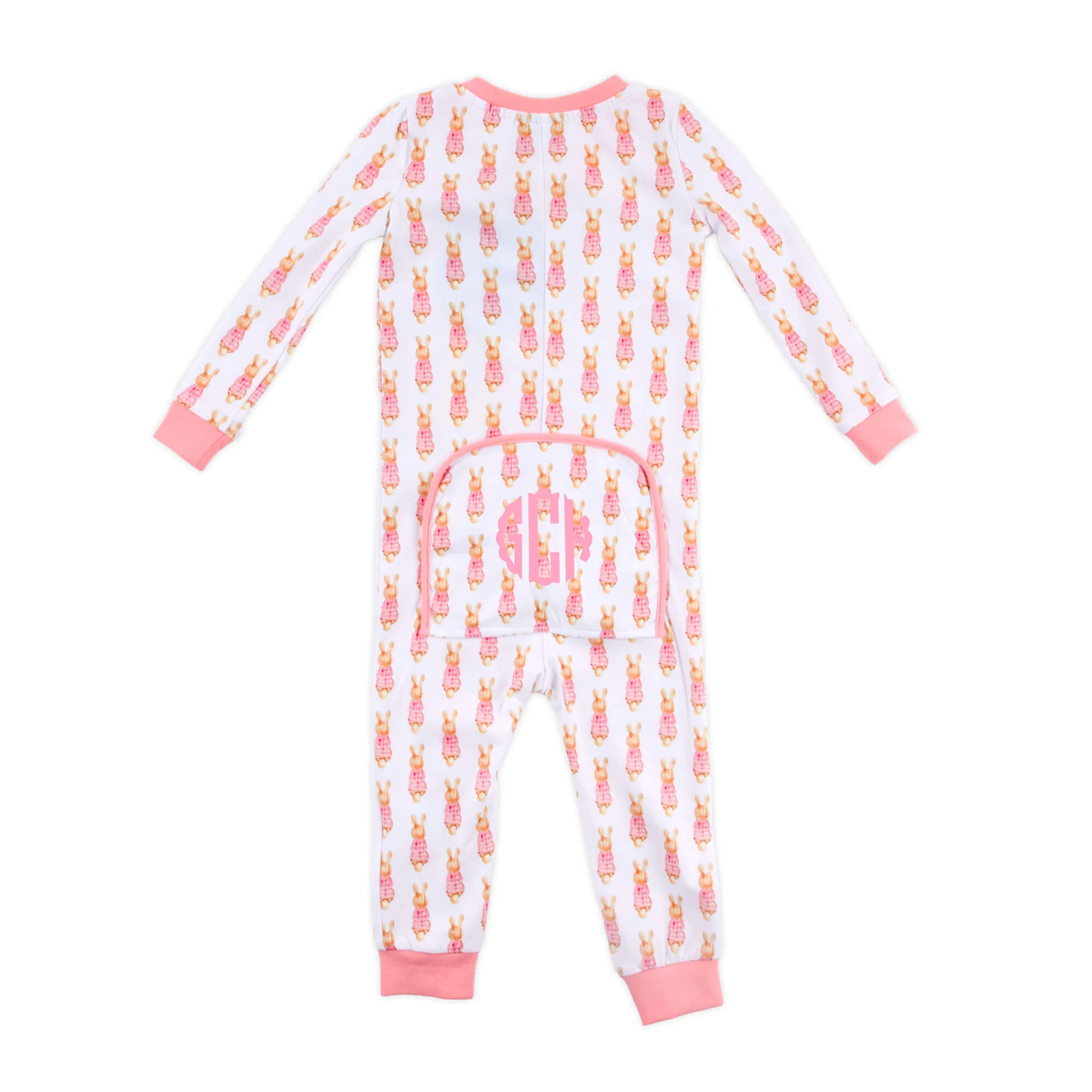 Gingham Storybook Bunnies Pink Zip Sleeper - Image 5