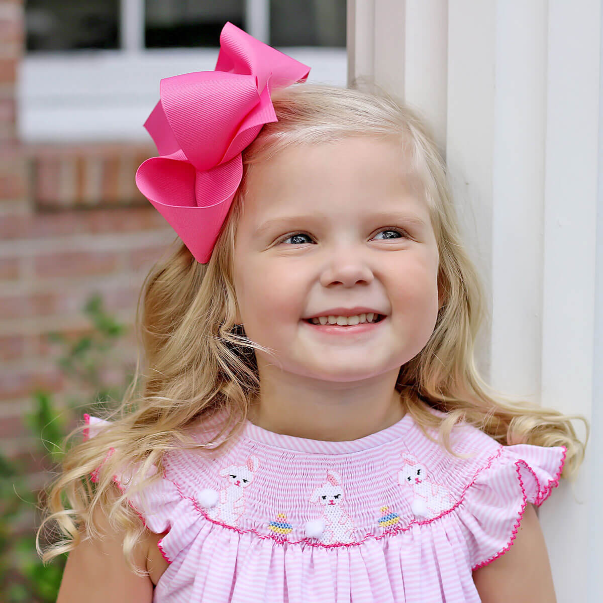 Easter Fun Pink Stripe Smocked Dress - Image 2