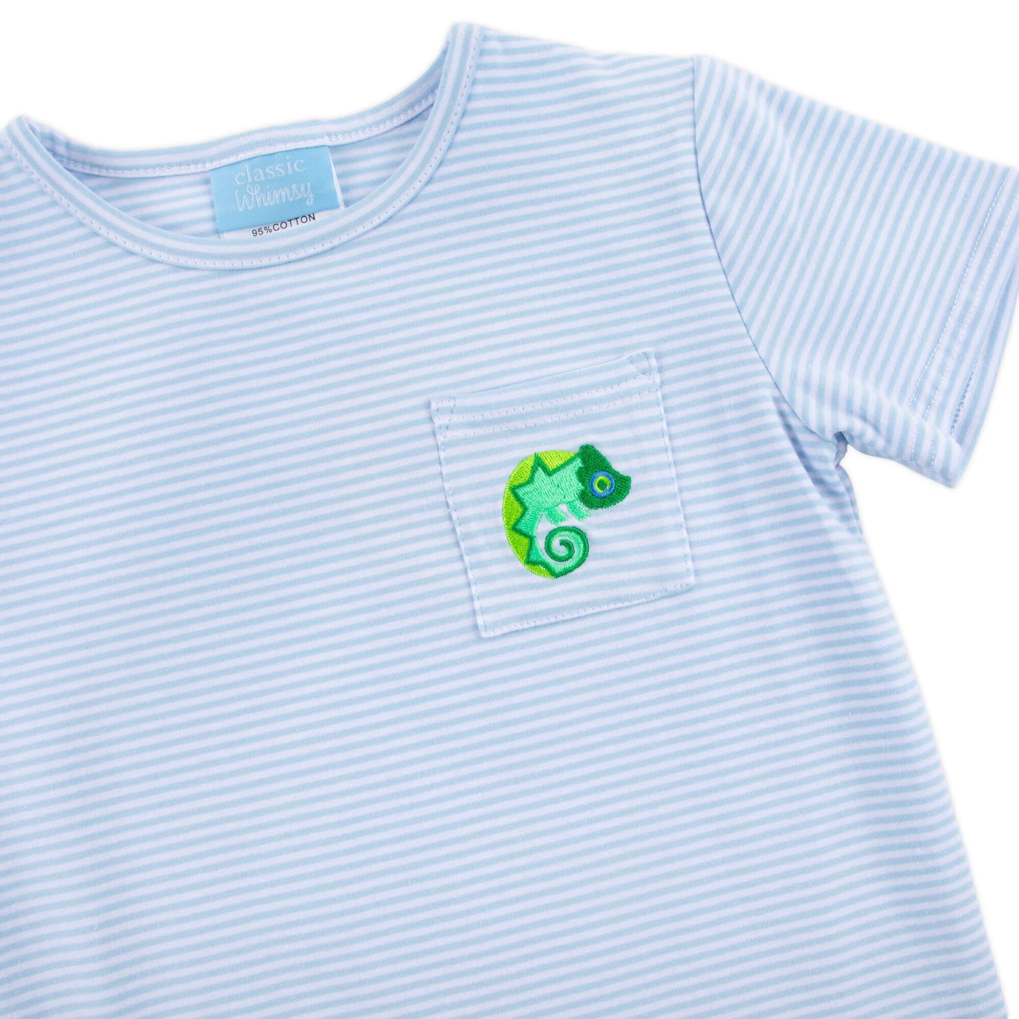 Chameleon Light Blue Stripe Short Sleeve Pocket Shirt - Image 2