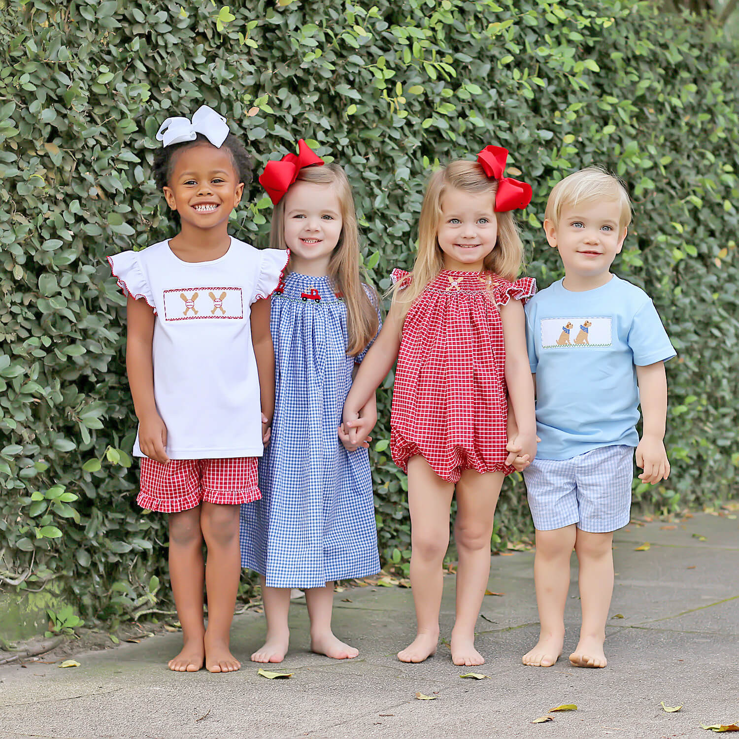 Fire Truck Blue Plaid Smocked Bishop Dress - Image 8