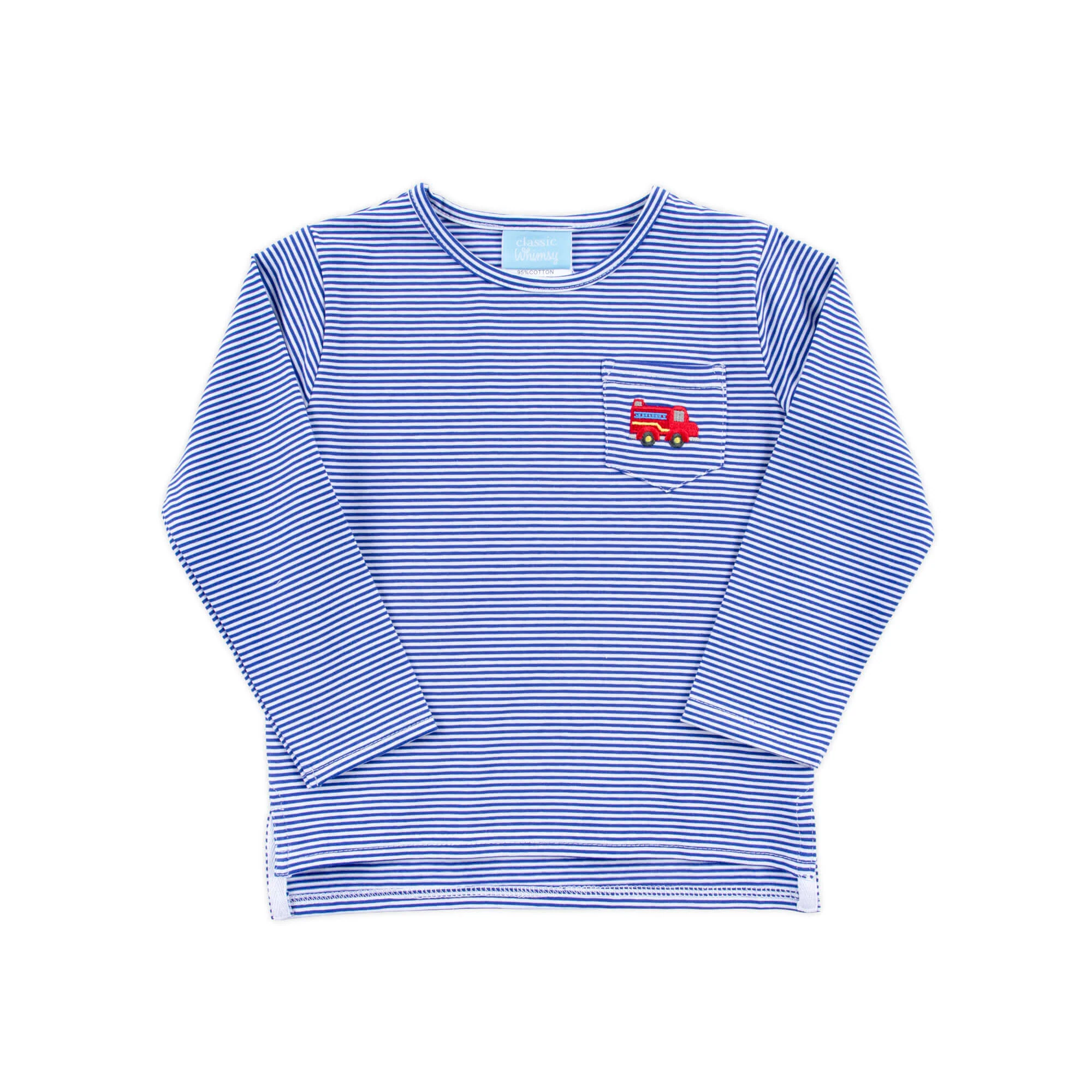 Firetruck Royal Stripe Long Sleeve Pocket Shirt