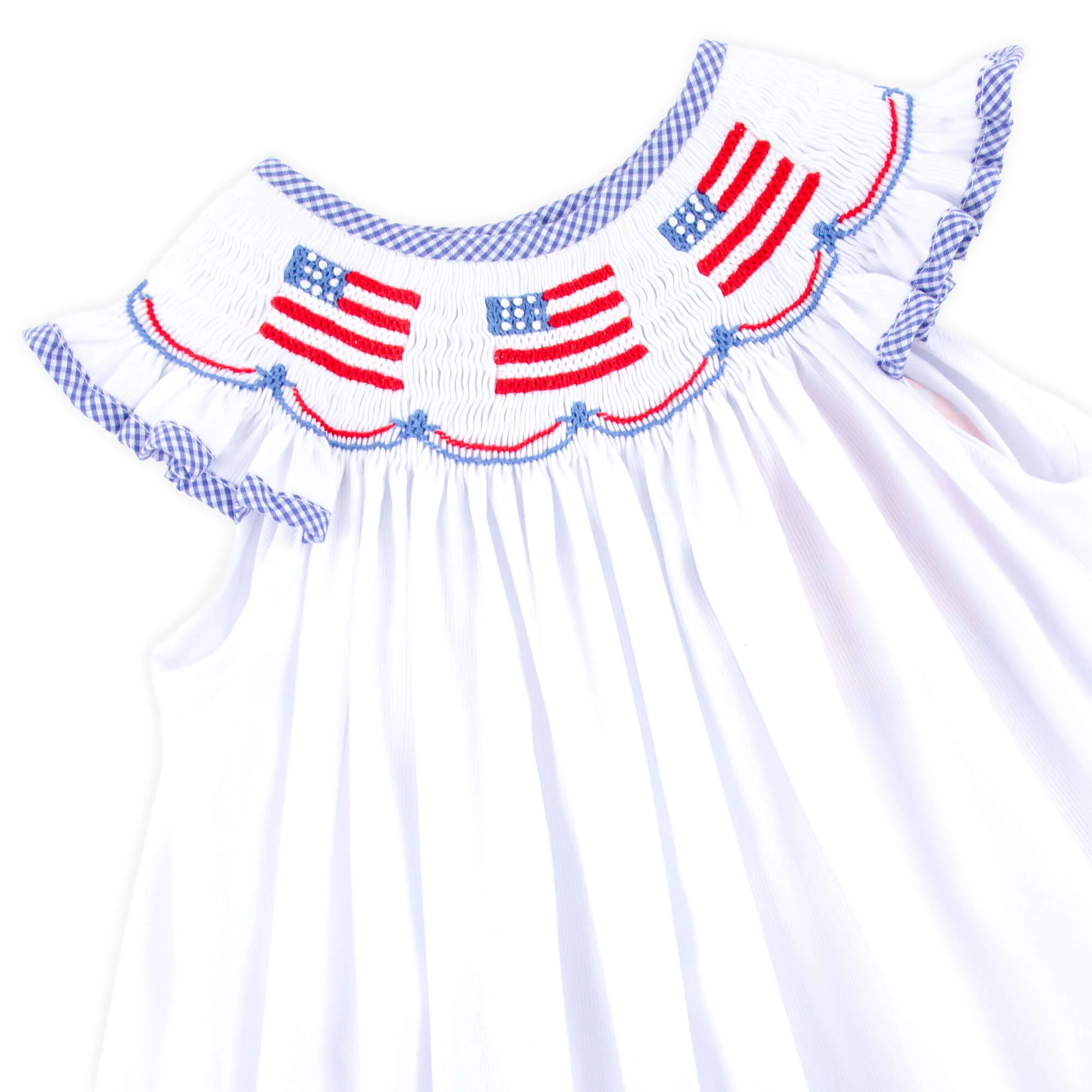Flag Smocked White Pique Dress - Image 2