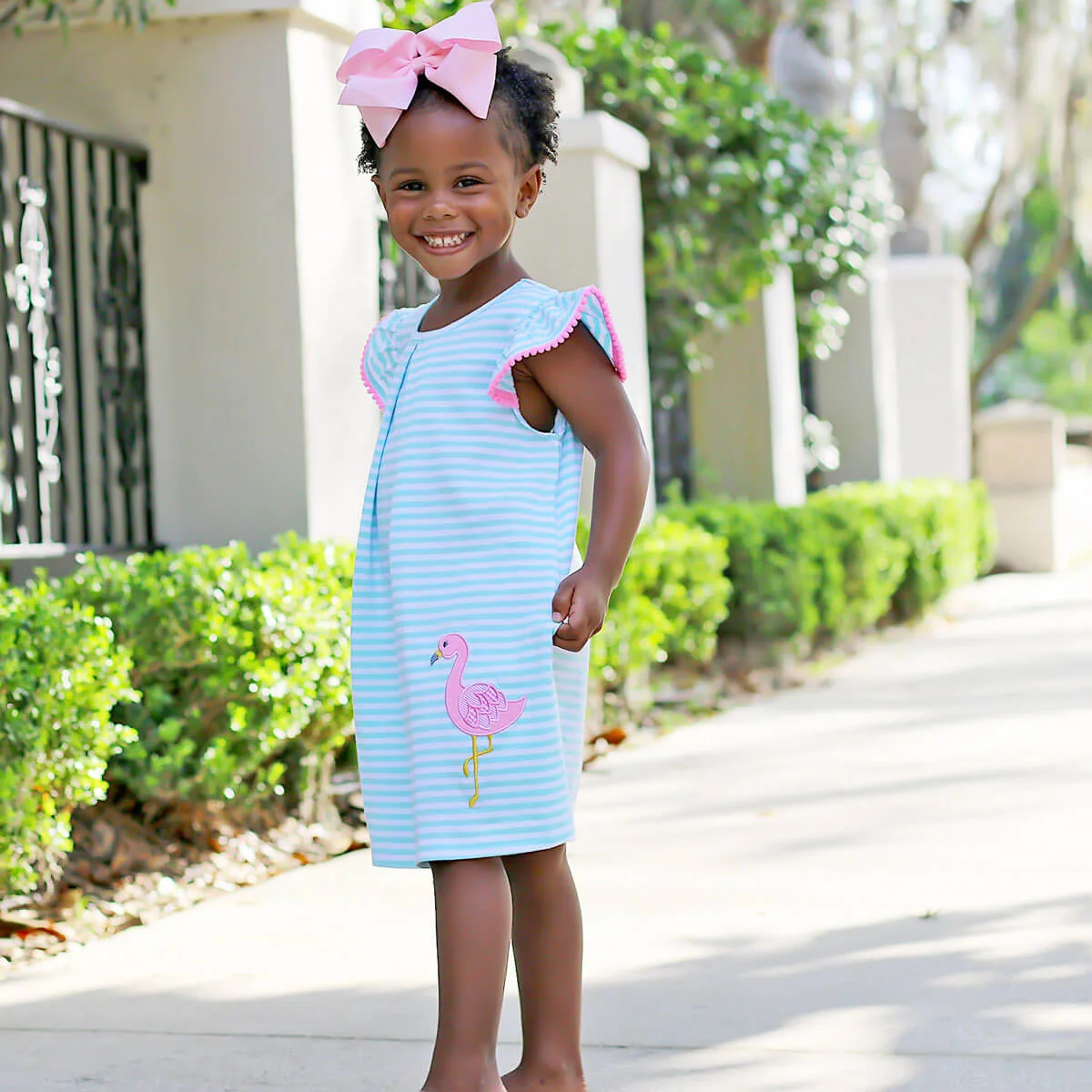 Flamingo Turquoise Stripe Claire Dress - Image 2