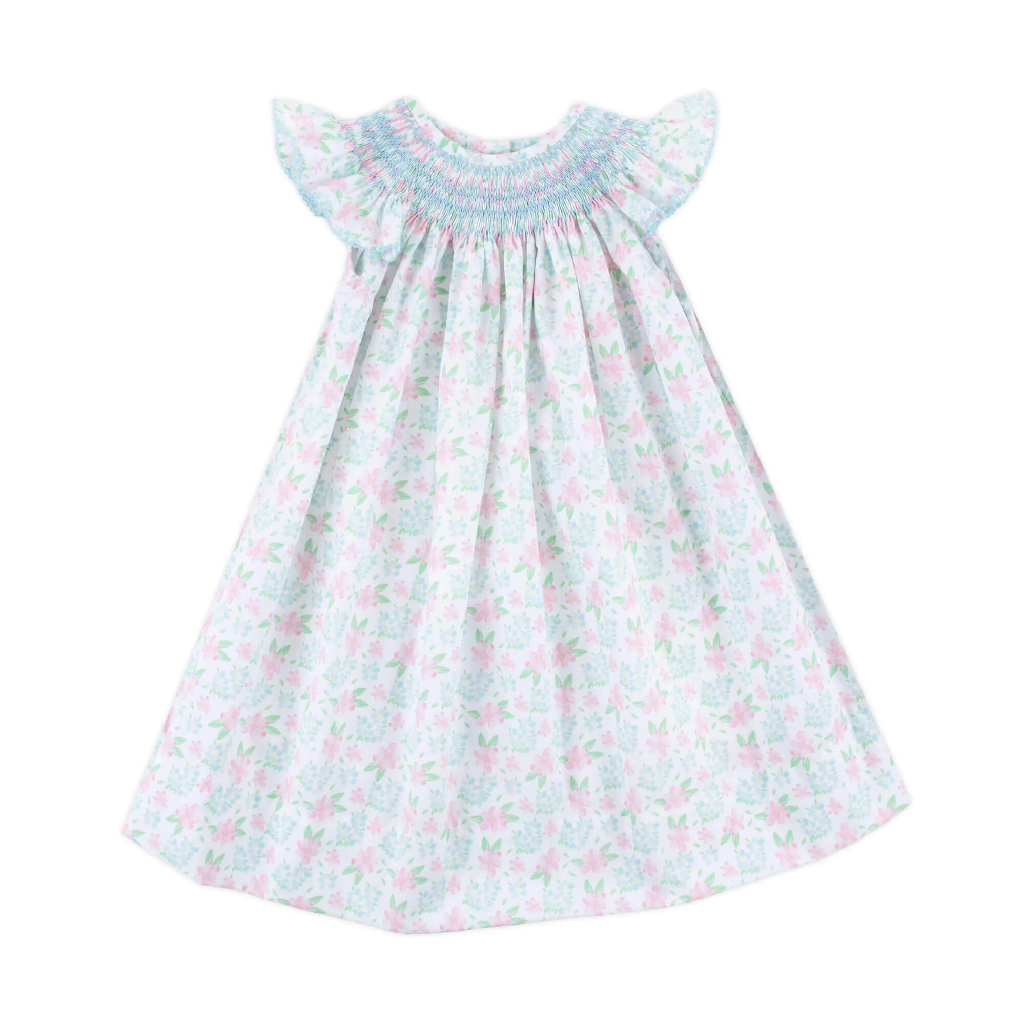 Floral Frenzy Smocked Angel Sleeve Dress