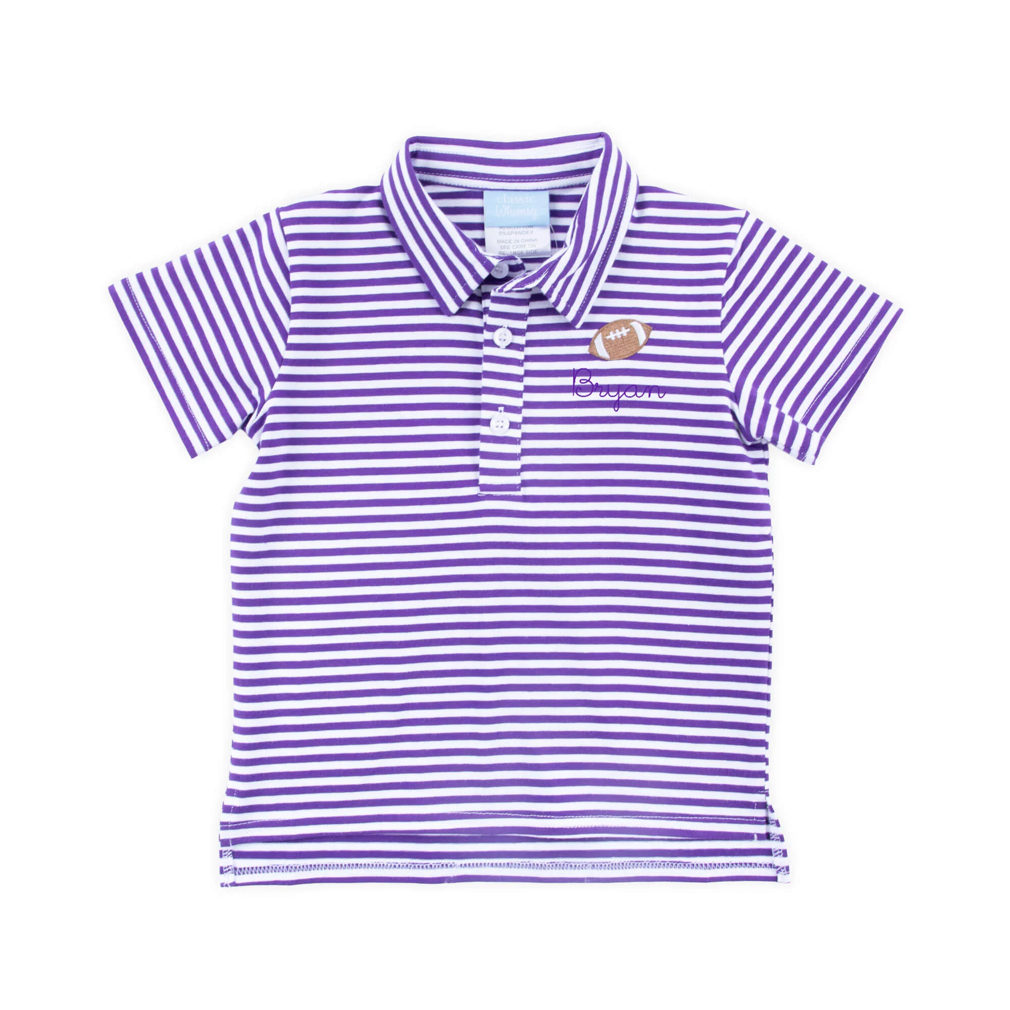 Football Embroidered Purple Stripe Polo