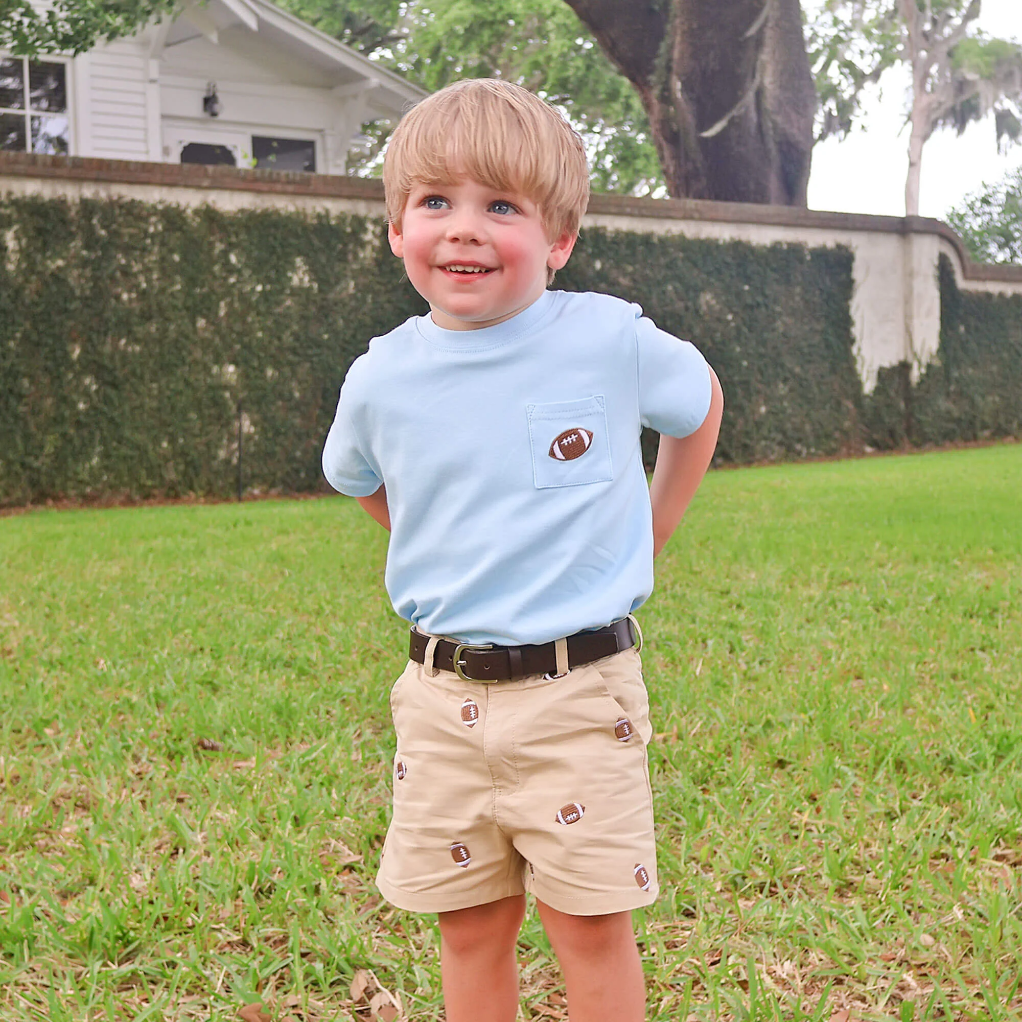 Football Tan Schiffli Standard Shorts - Image 2