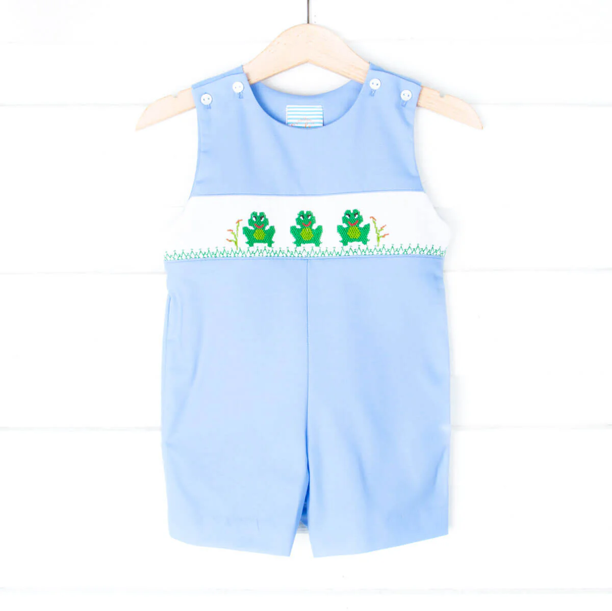 Frog Smocked Light Blue Jon Jon