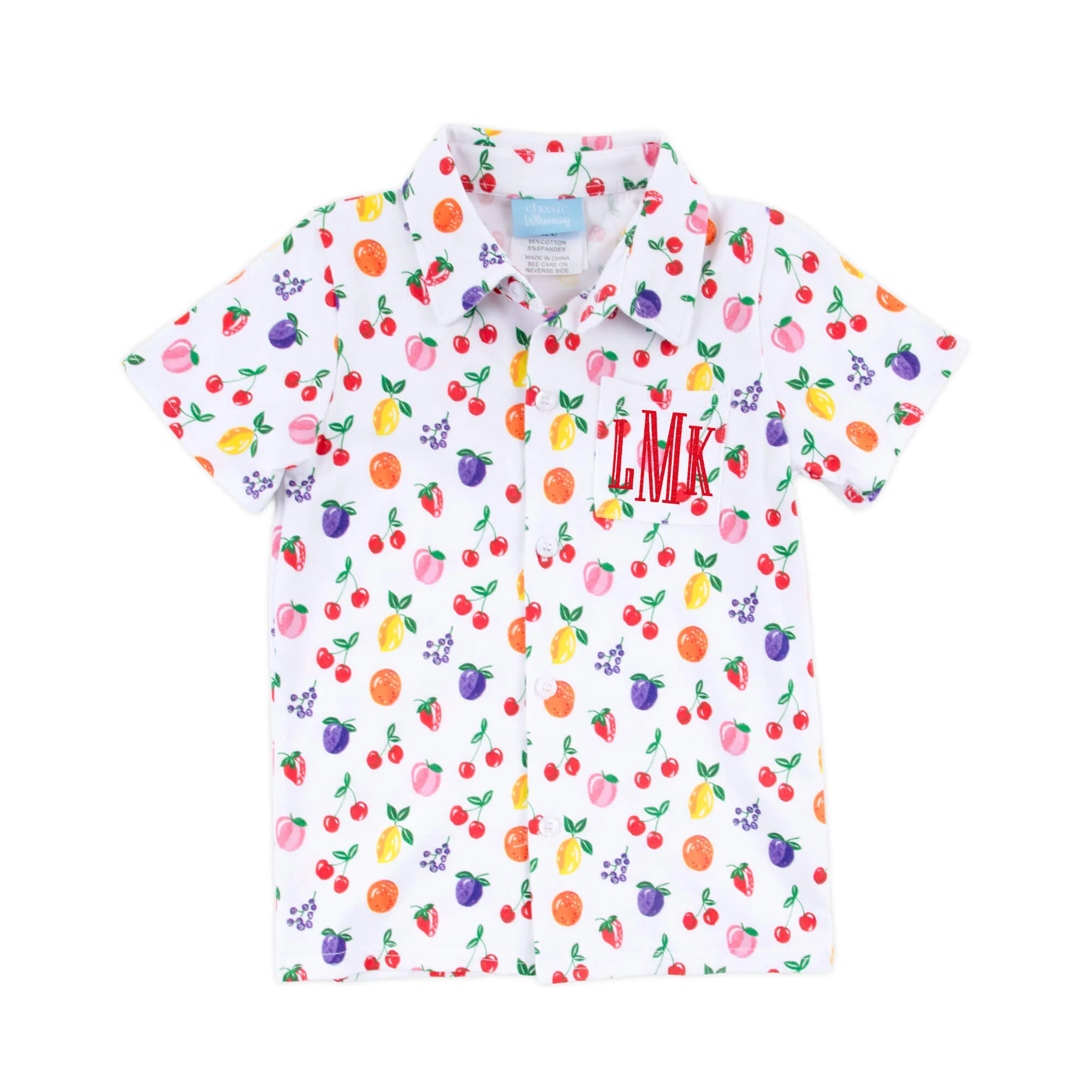 Fruity Print Short Sleeve Button Down
