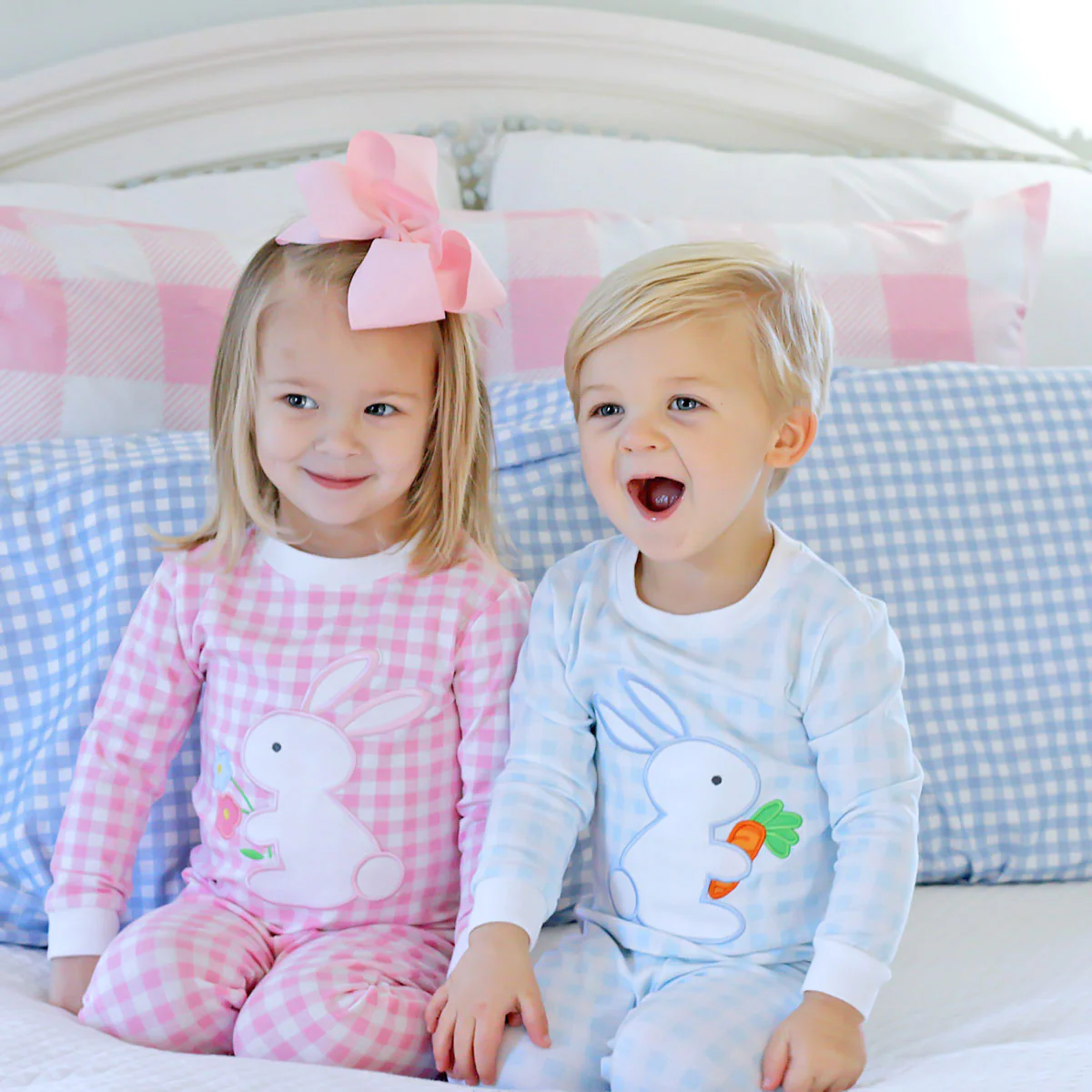 Bunny Garden Blue Check Pajamas - Image 5