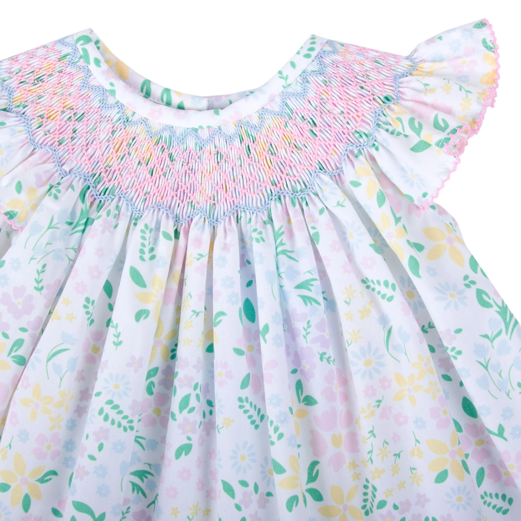 Garden Floral Smocked Angel Sleeve Bubble - Image 2