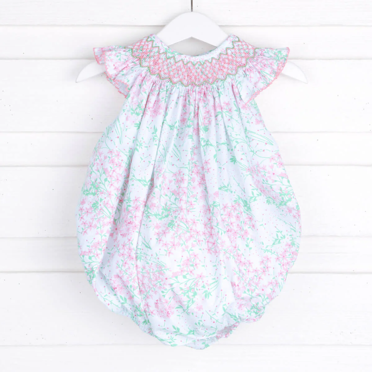 Geo Smocked Pink Meadow Floral Bubble