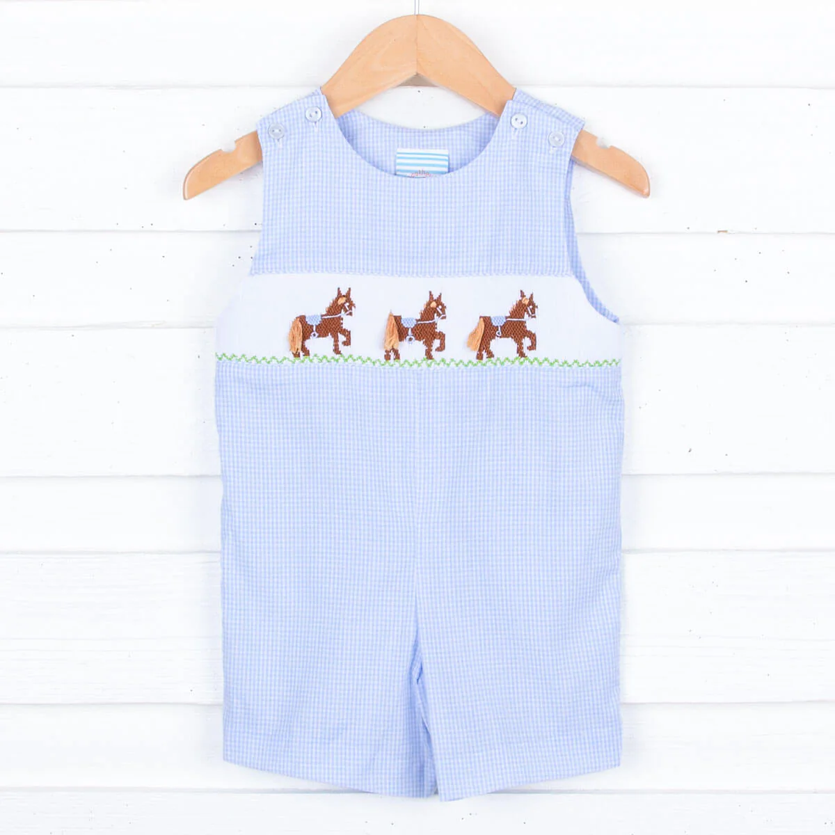 Horse Smocked Light Blue Jon Jon