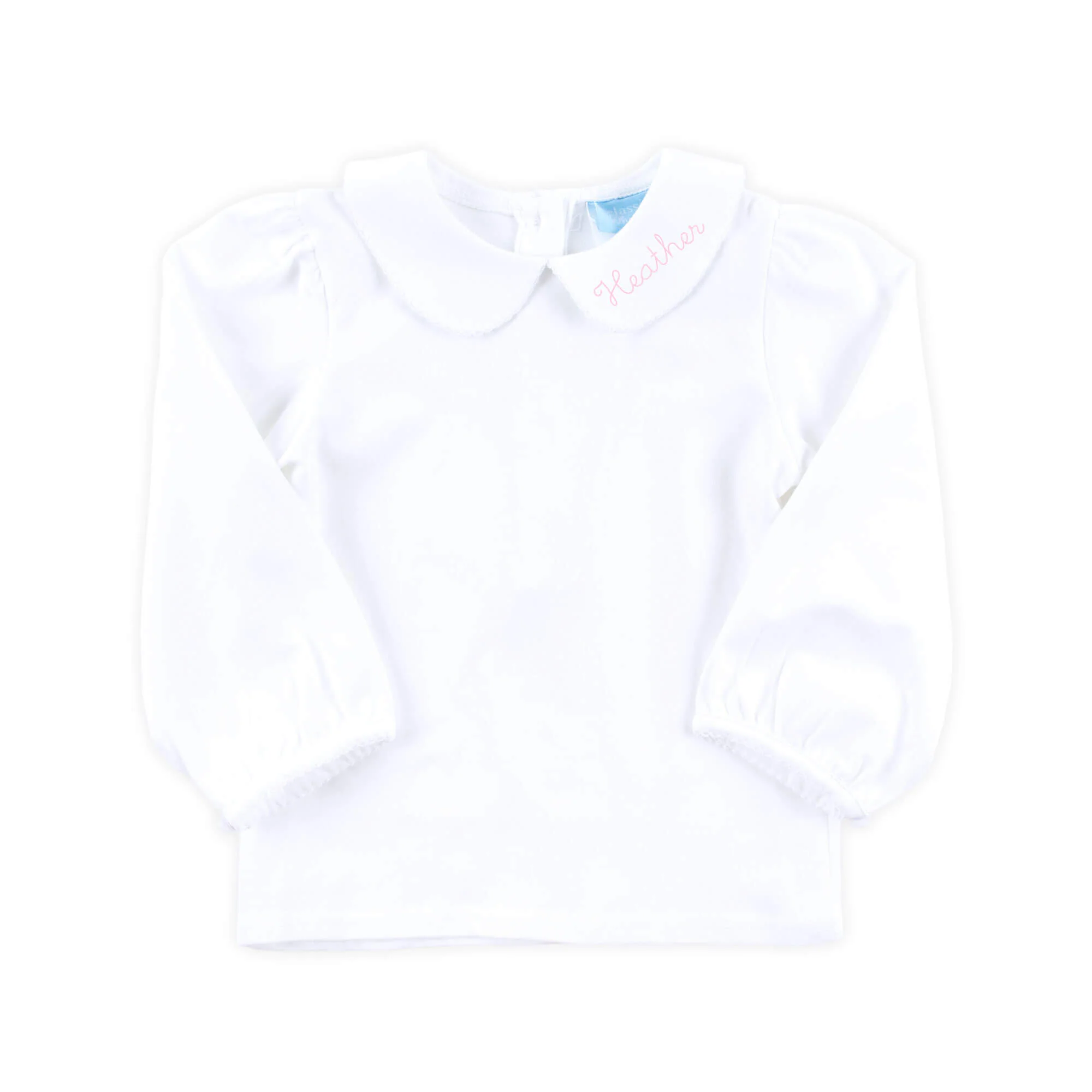 Girls White Knit Long Sleeve Undershirt with Ric Rac Trim