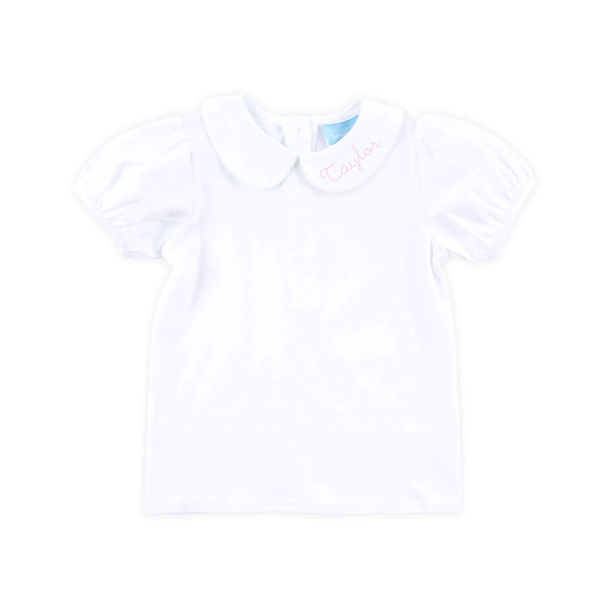Girls White Knit Short Sleeve Undershirt with Ric Rac Trim