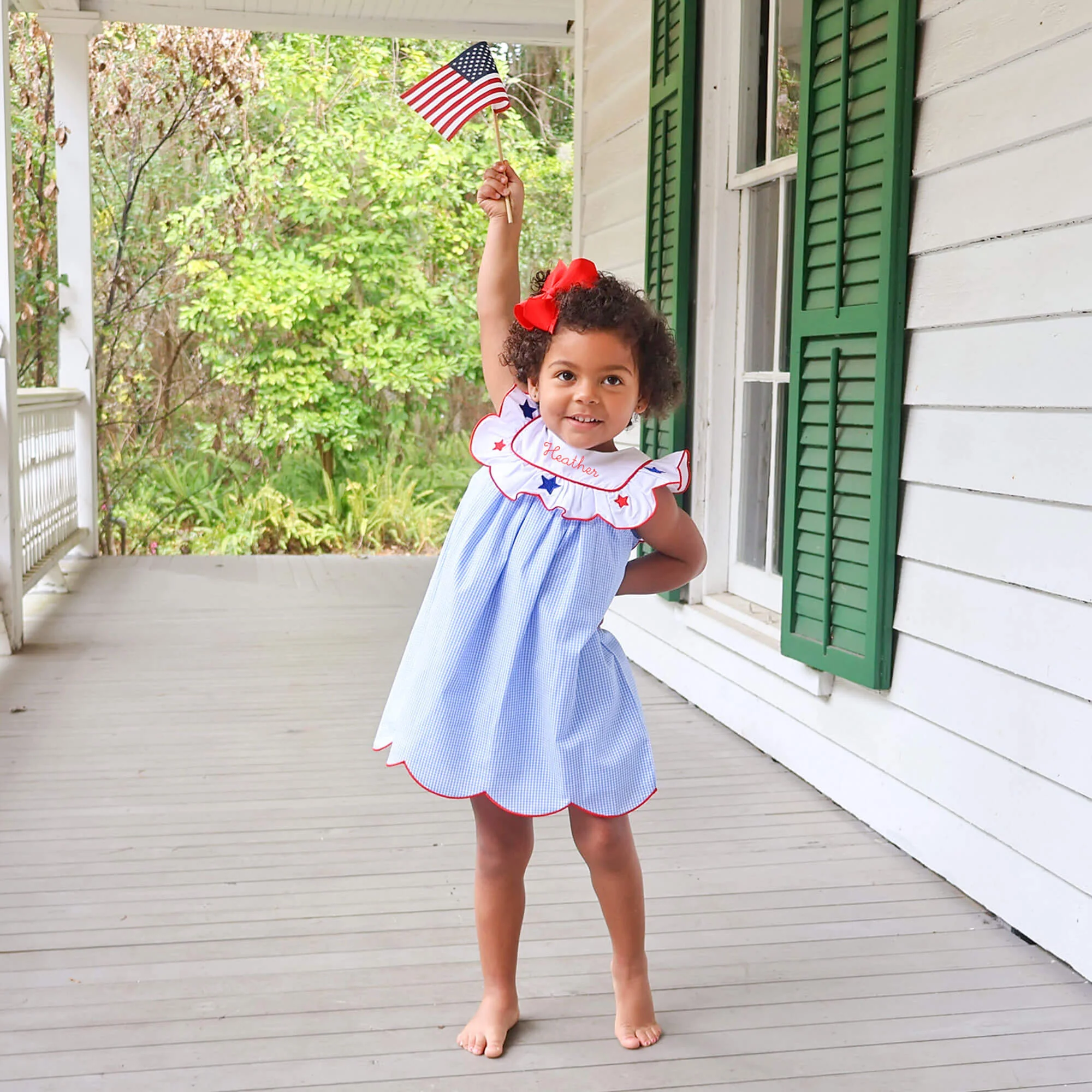 Gleaming Stars Blue Gingham Lacey Dress