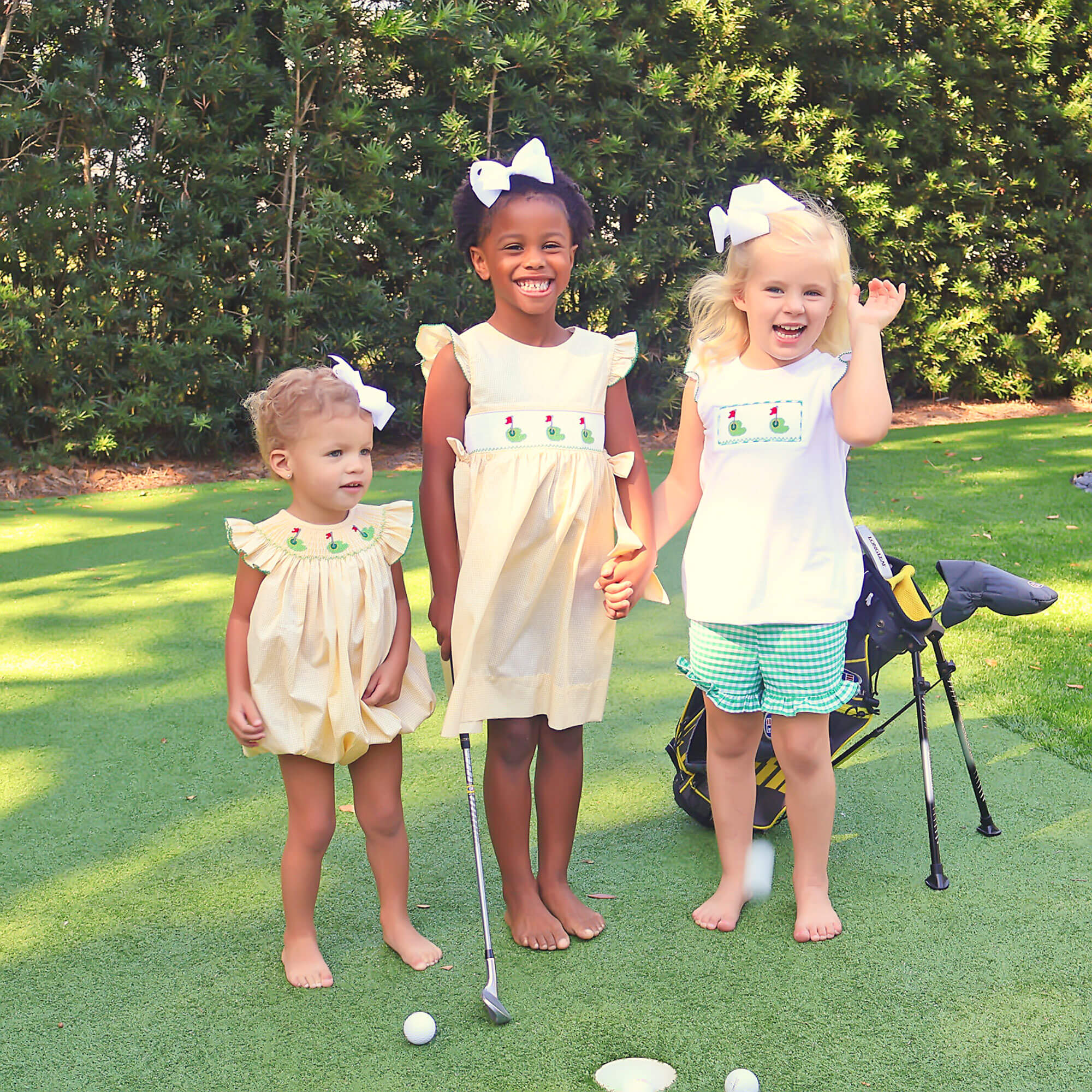 Golf Pin Yellow Gingham Smocked Beverly Dress - Image 5