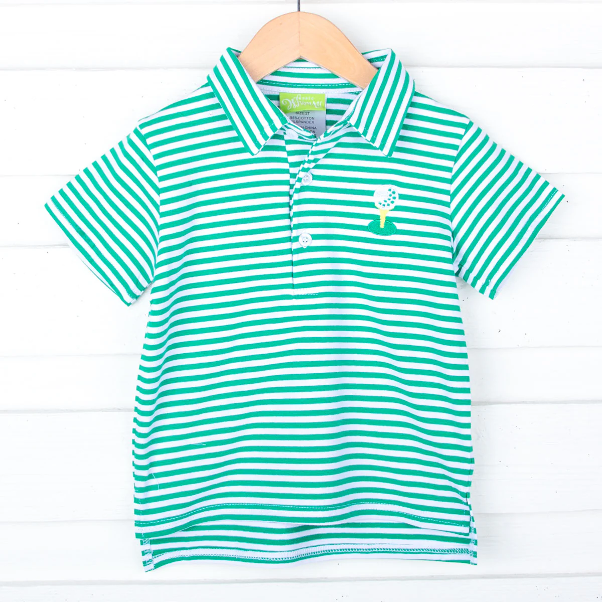 Golf Tee Green Stripe Polo - Image 4