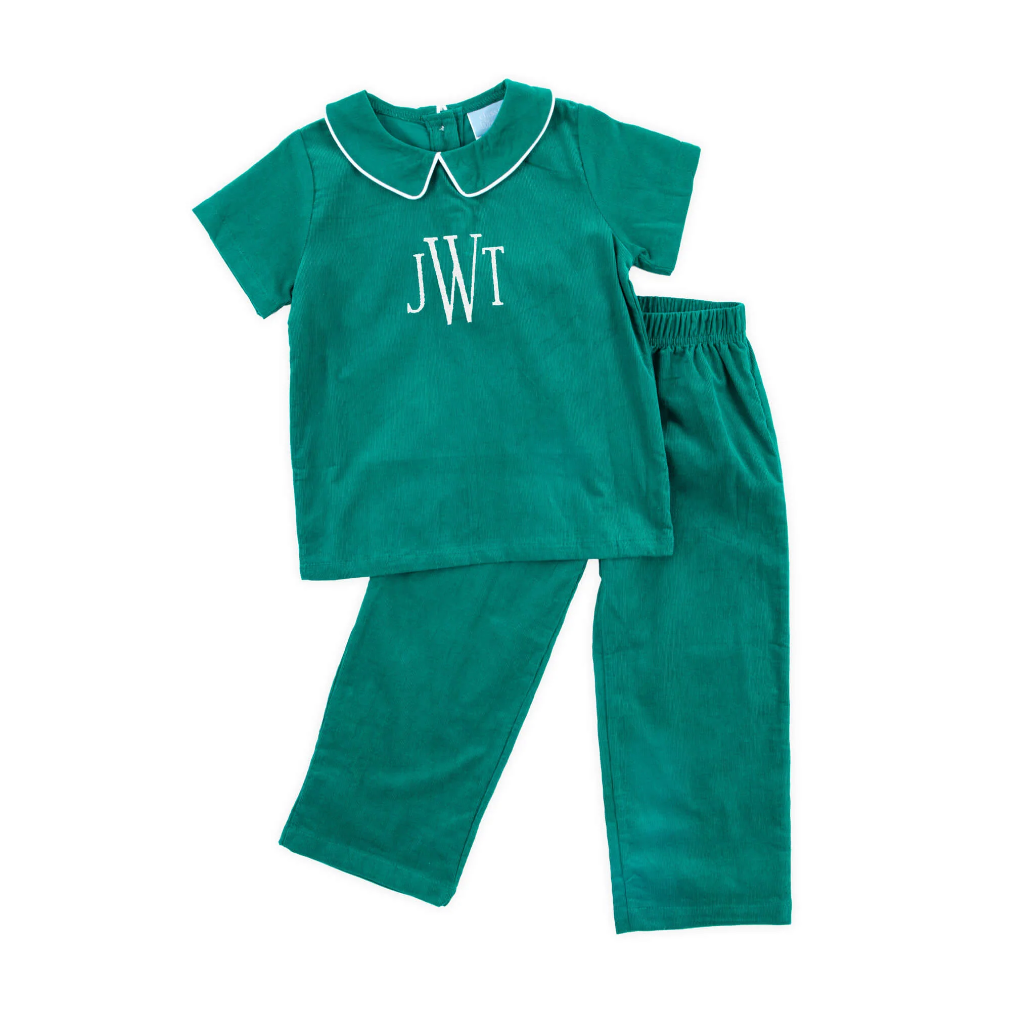 Green Corduroy Collared Pant Set - Image 2