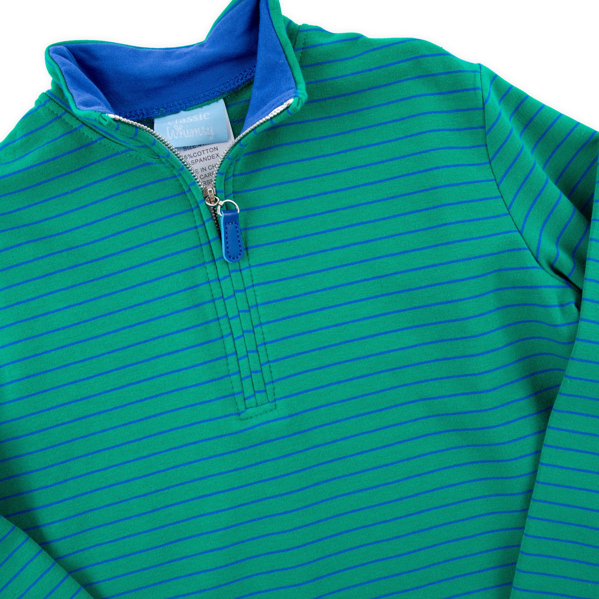 Green Stripe French Terry Half Zip Pullover - Image 2
