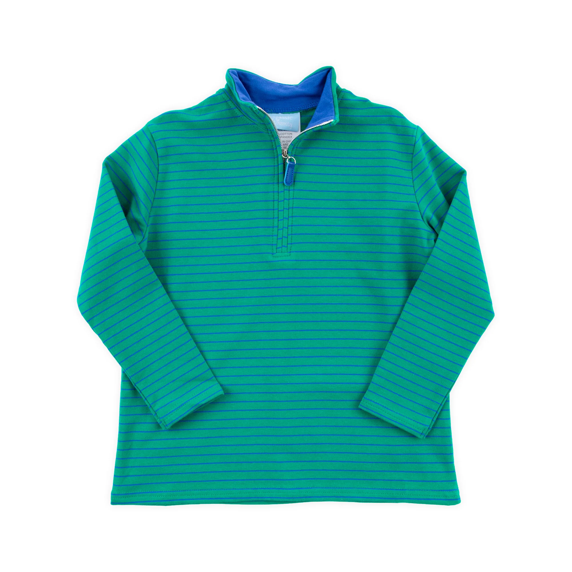 Green Stripe French Terry Half Zip Pullover - Image 3